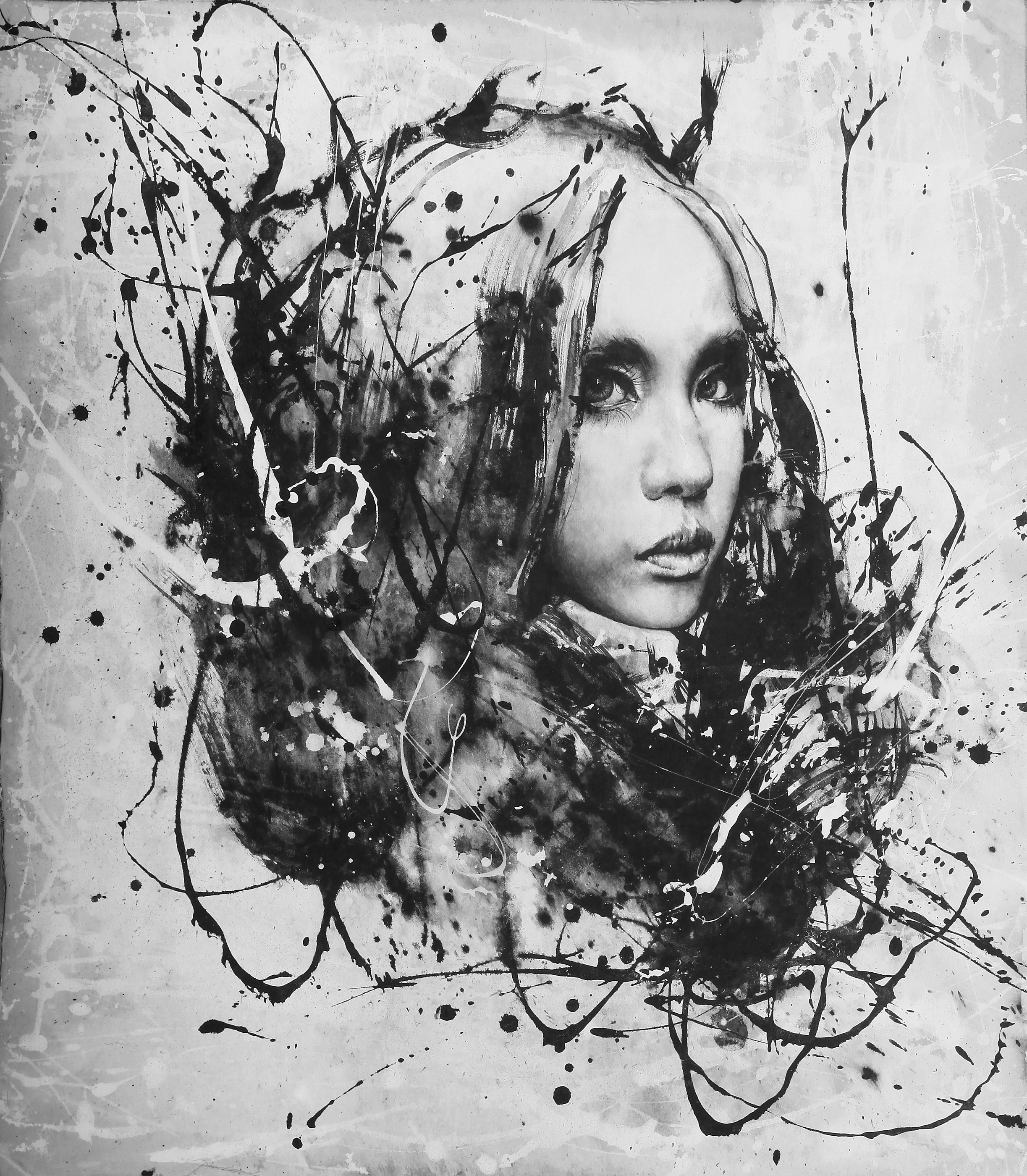 Blossoming by Lo Chan Peng, Ink & acrylic on canvas, 2013, 92 × 79 cm