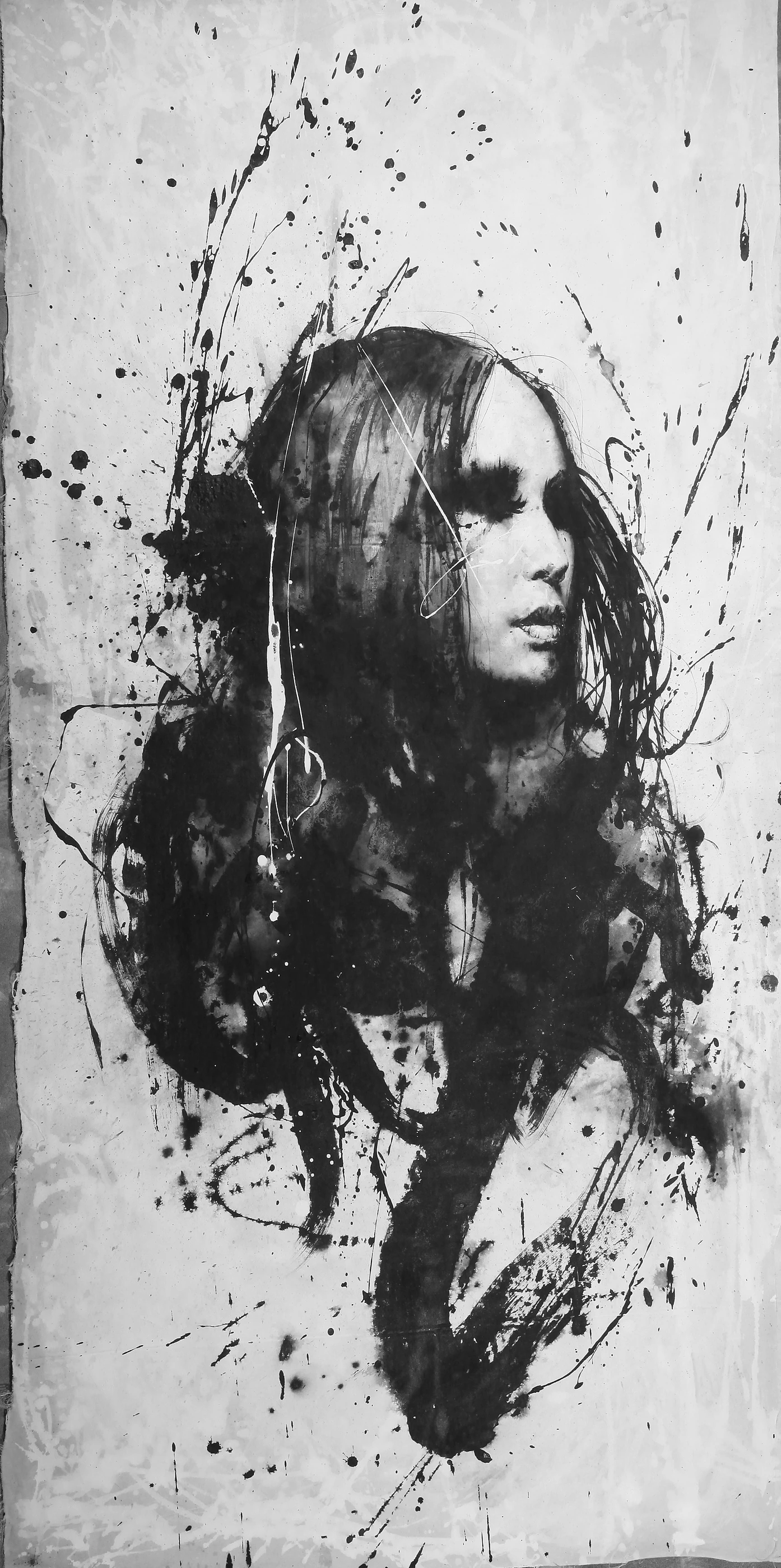 Song of Footsteps by Lo Chan Peng, Ink & acrylic on canvas, 2013, 187 × 92 cm