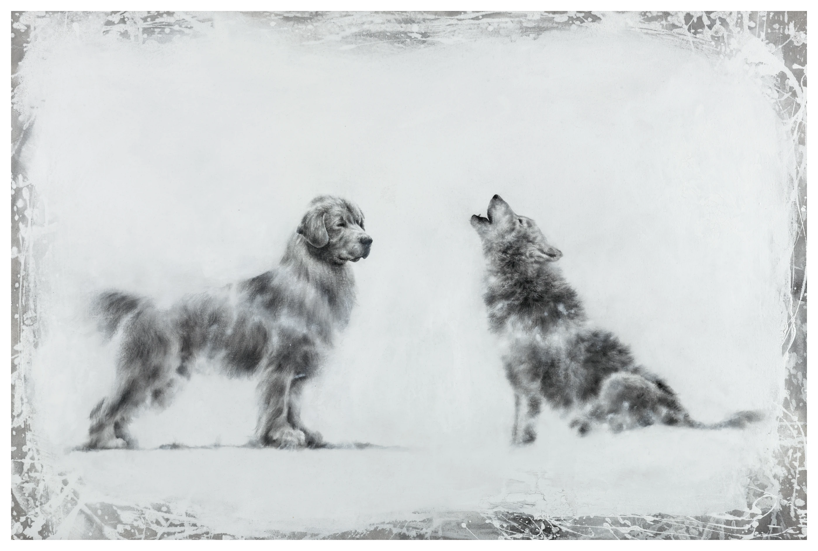 羅展鵬《滿月之夜》,水墨、壓克力、碳酸鈣畫布,2017,136 × 91 公分