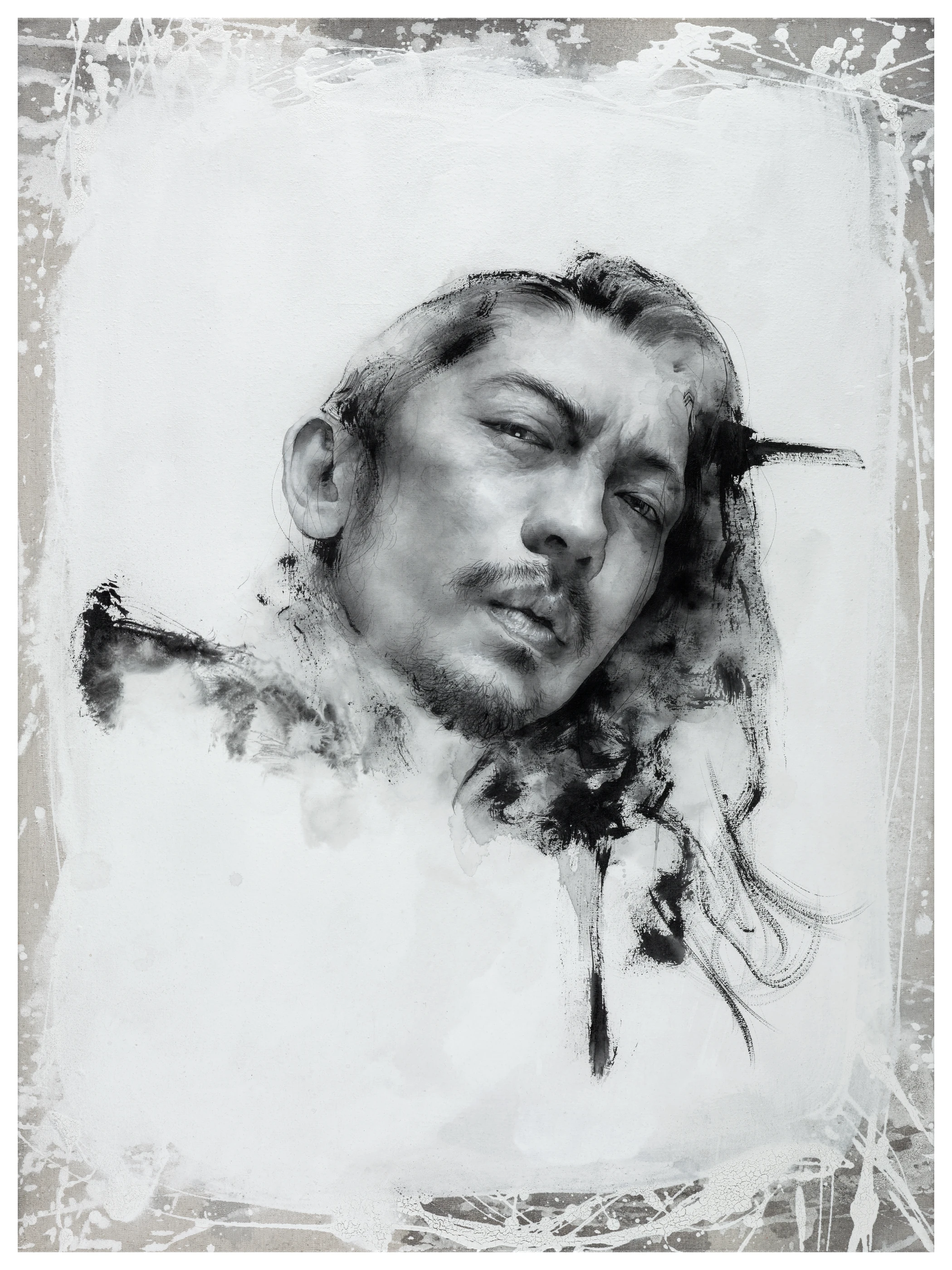 Joshua by Lo Chan Peng, Ink & acrylic on calcium carbonate canvas, 2017, 70 × 94 cm