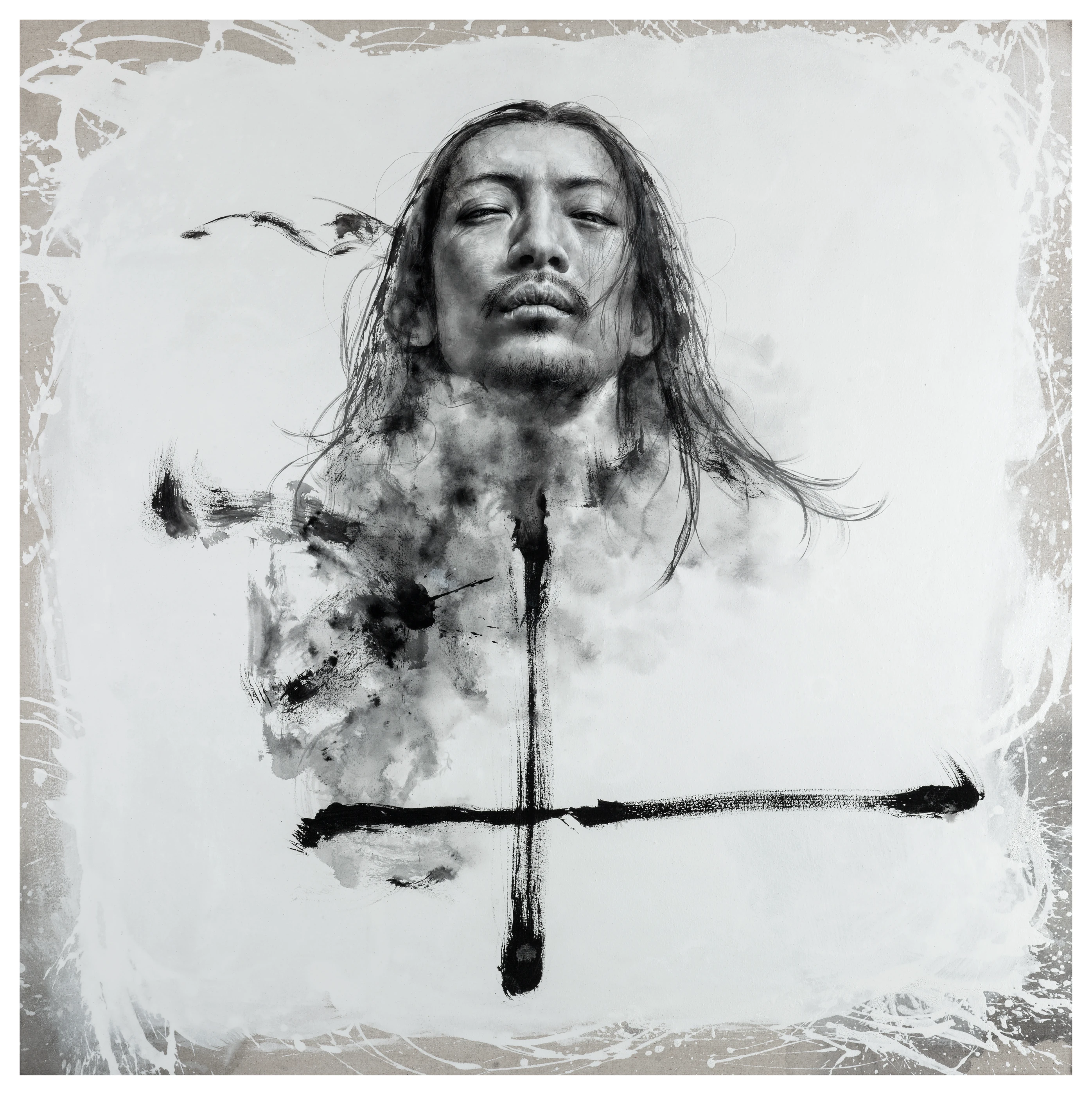 The Way the Truth and the Life by Lo Chan Peng, Ink & acrylic on calcium carbonate canvas, 2017, 145 × 145 cm