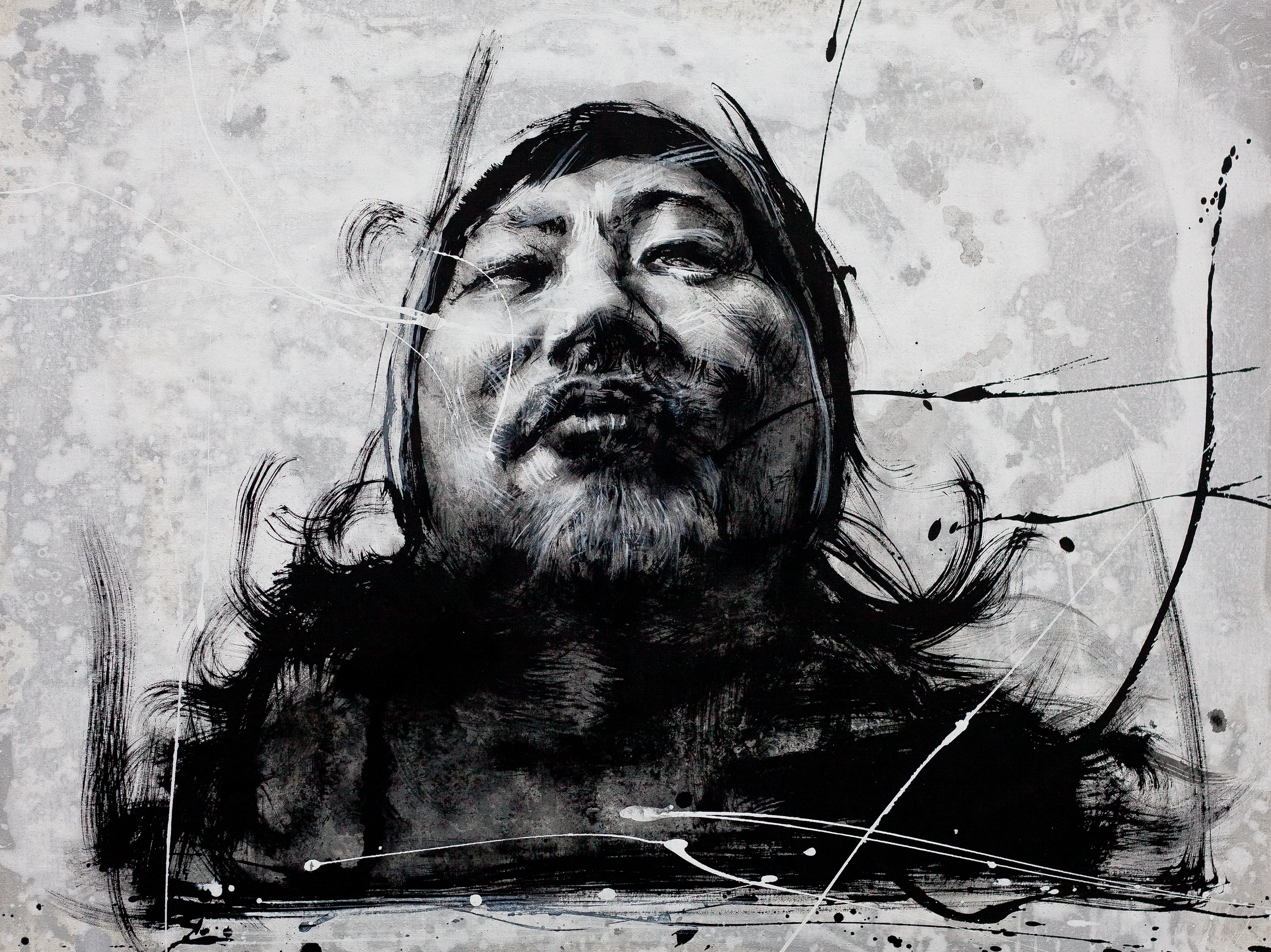 Taiwan calling1-Lee Min Jong by Lo Chan Peng, Ink on canvas, 2012, 91 × 72.5 cm