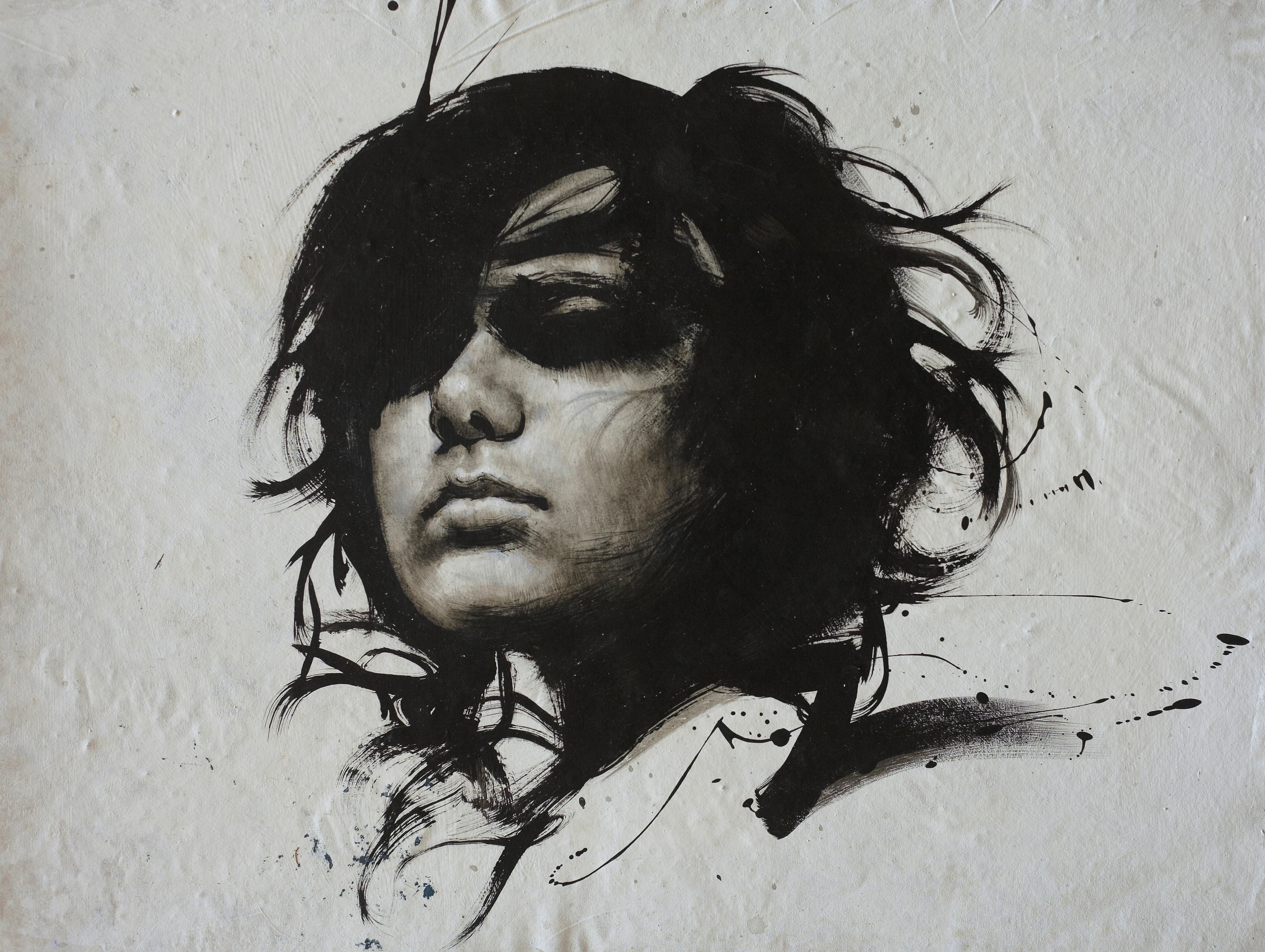 Berlin calling18 by Lo Chan Peng, Ink on canvas, 2011, 97 × 78 cm