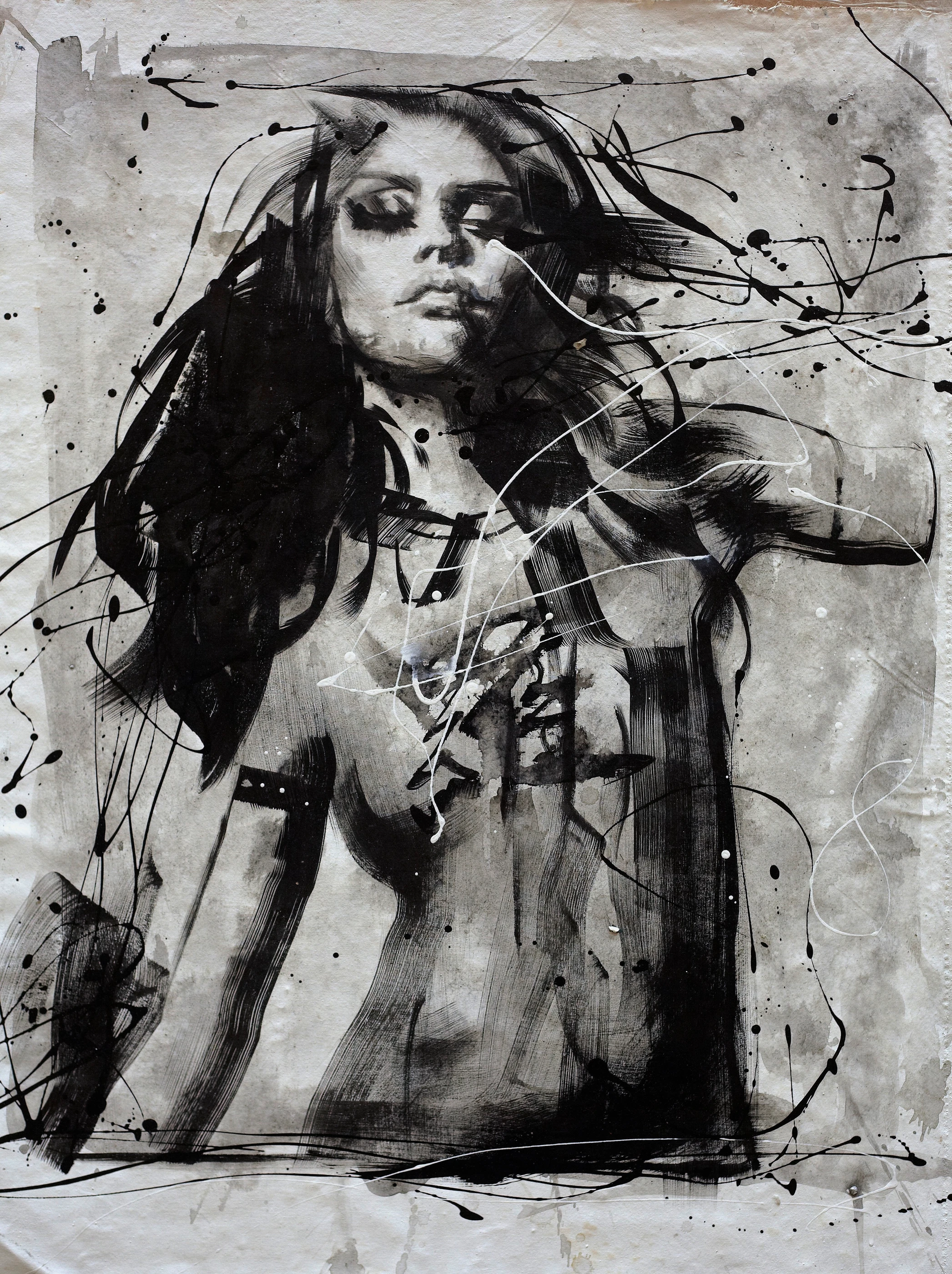 Berlin calling20 by Lo Chan Peng, Ink on canvas, 2011, 97 × 78 cm
