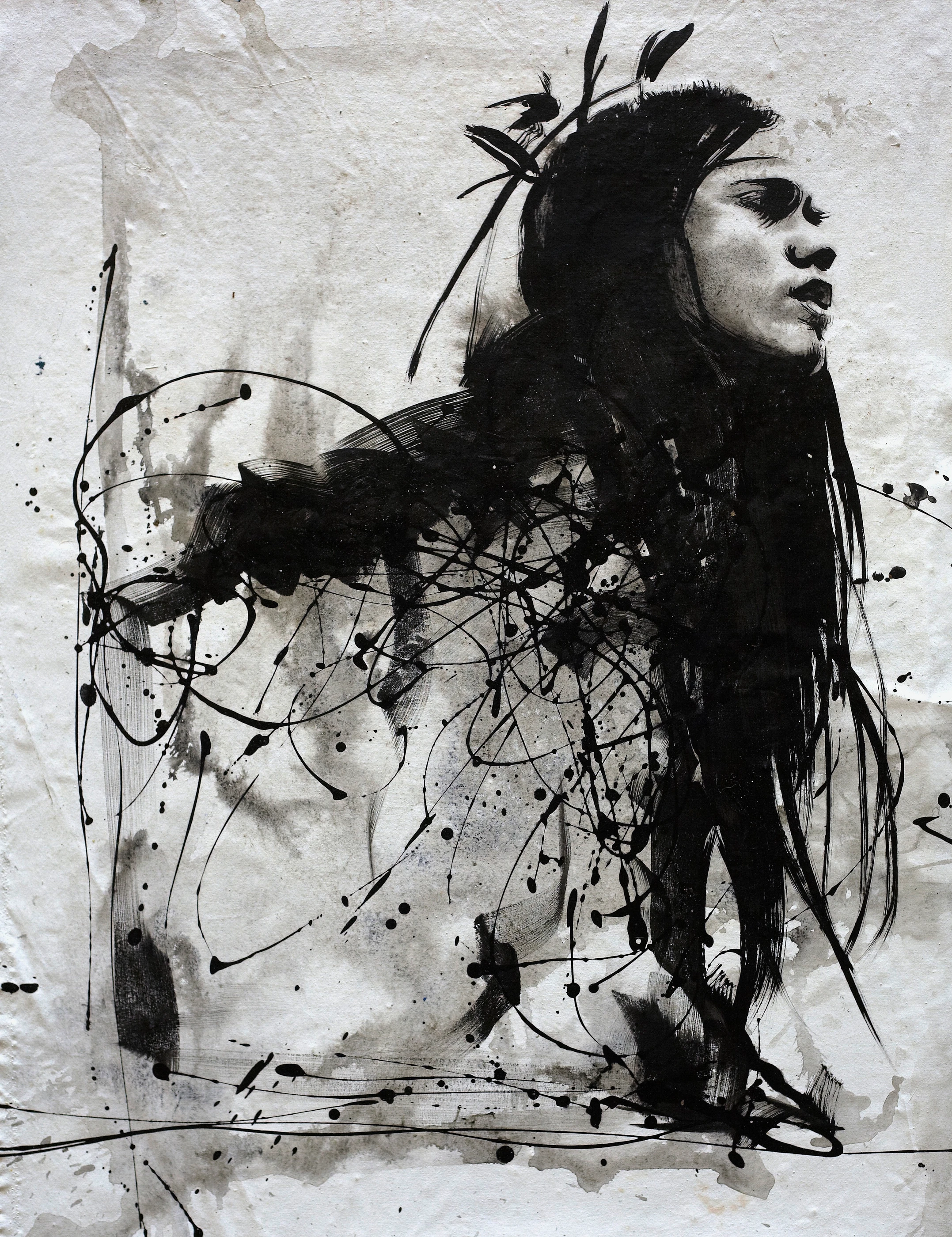 Berlin calling26 by Lo Chan Peng, Ink on canvas, 2011, 97 × 78 cm