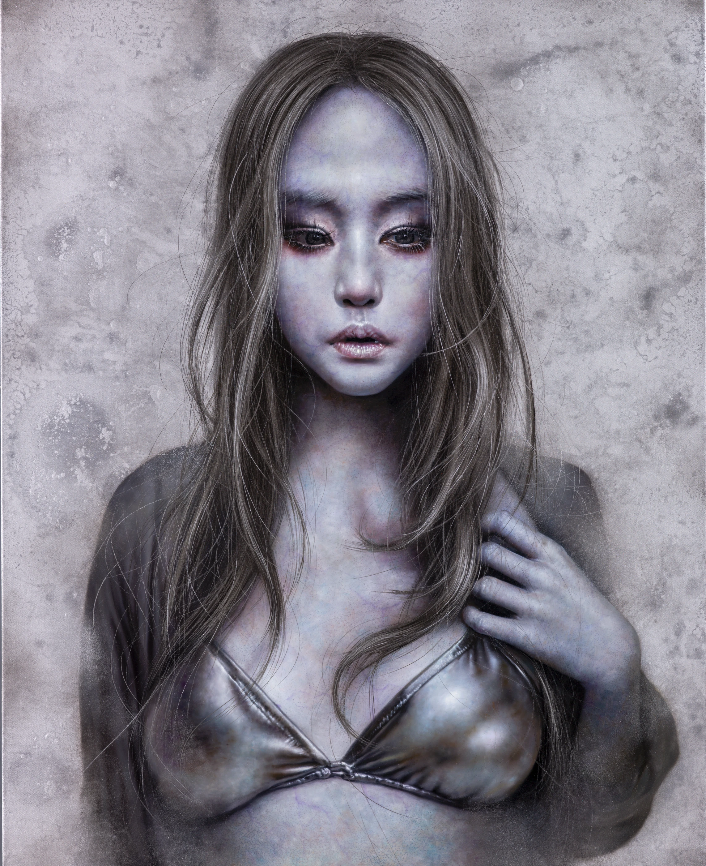 Ashen face From the Mist by Lo Chan Peng, Oil on canvas, 2014, 80 × 65 cm