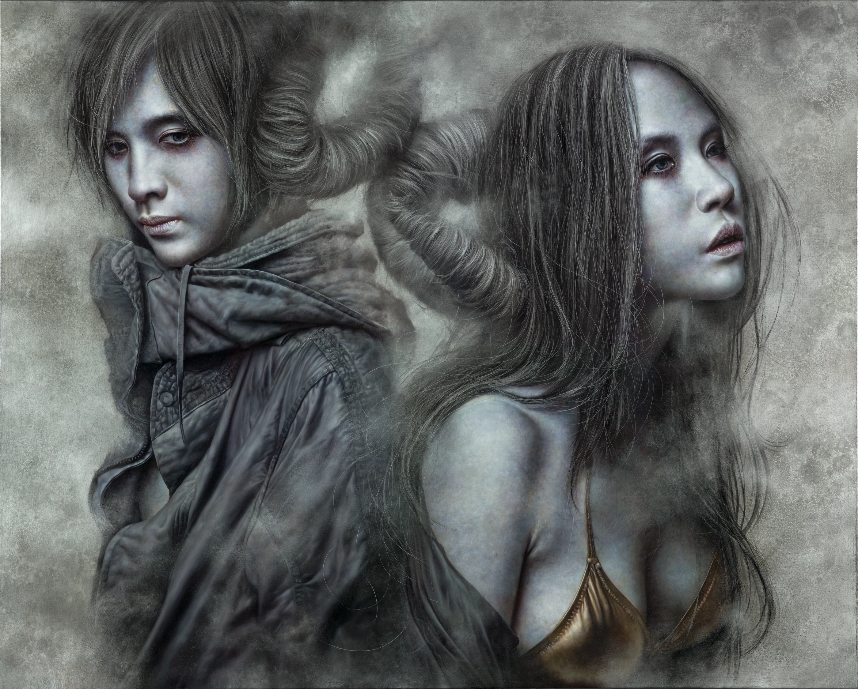 Ashen face Do not say any more by Lo Chan Peng, Oil on canvas, 2015, 162 × 130 cm