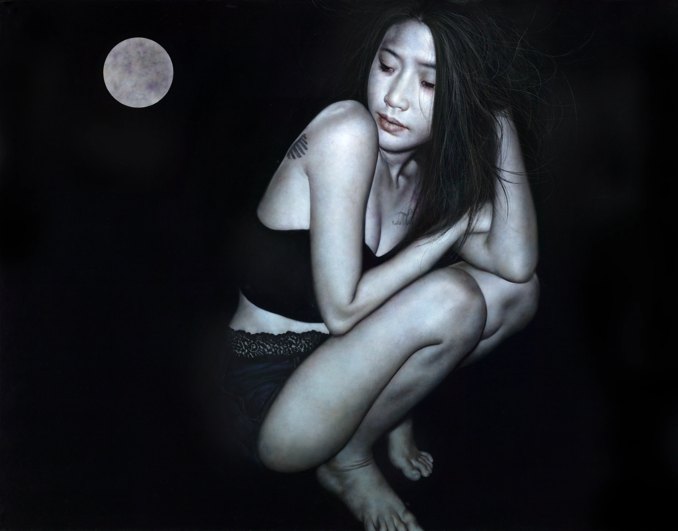 Ashen face the moon3 by Lo Chan Peng, Oil on canvas, 2015, 91 × 72.5 cm