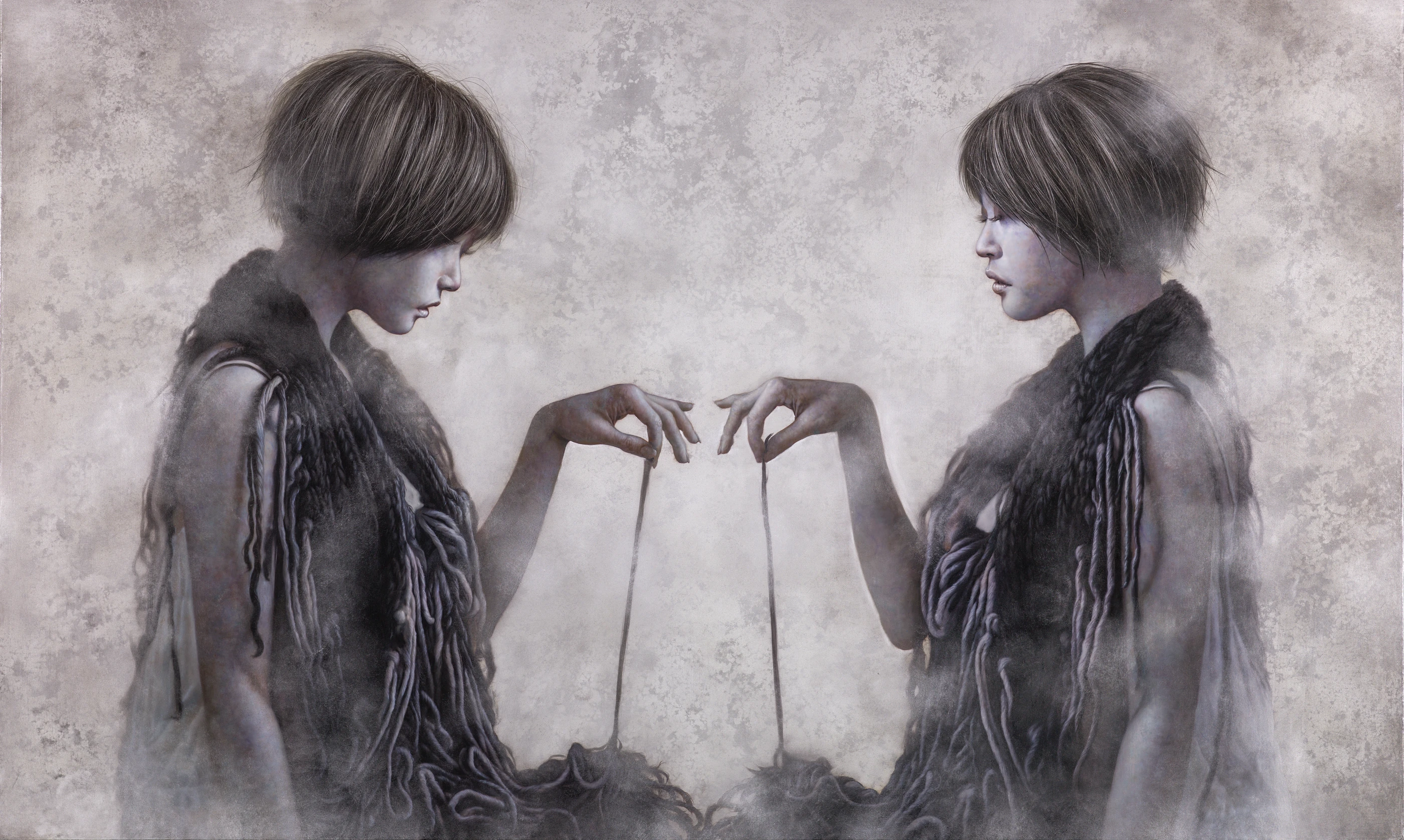 羅展鵬《白面者-『重曝』- -『』》,油彩、畫布,2014,162 × 112 公分
