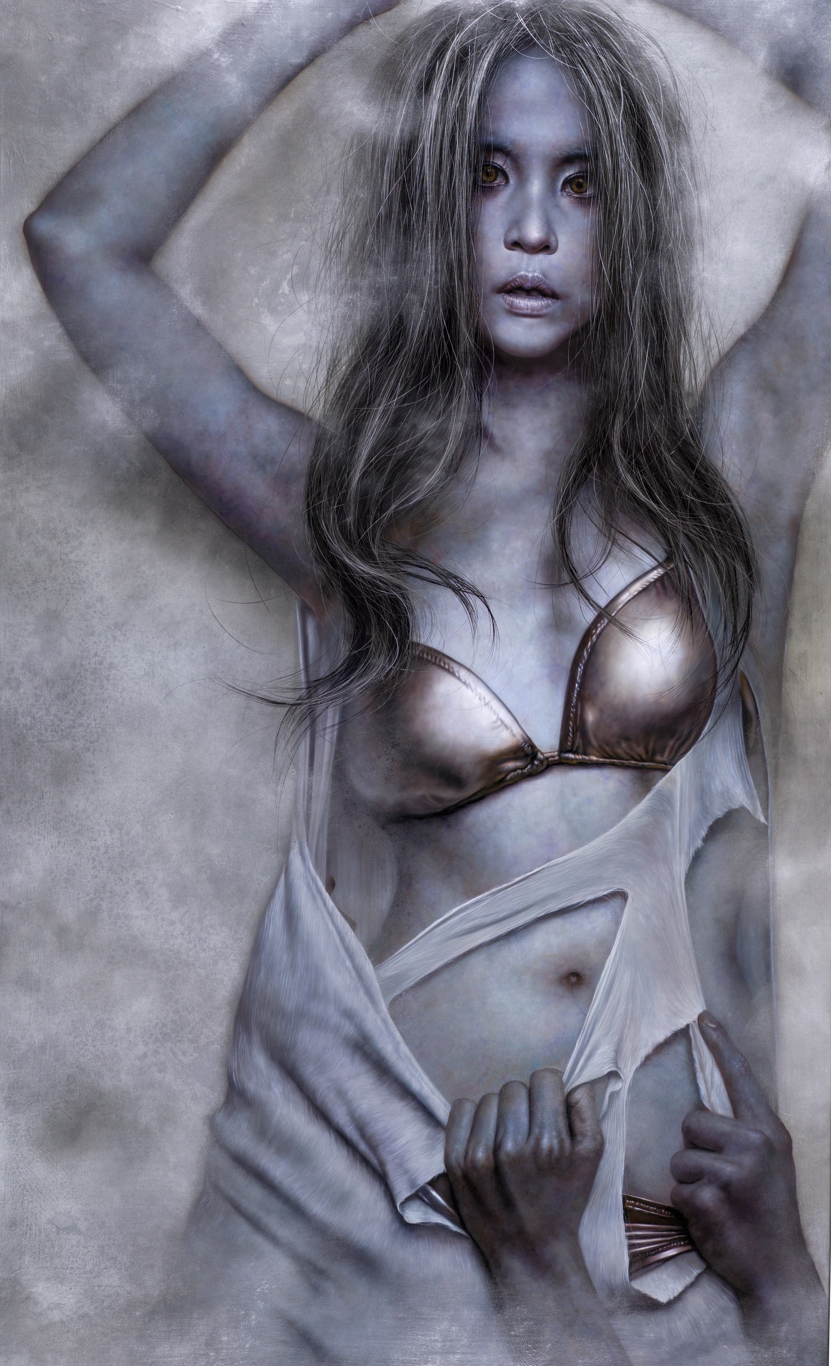 Ashen face-The silk of Spider by Lo Chan Peng, Oil on canvas, 2013, 162 × 97 cm