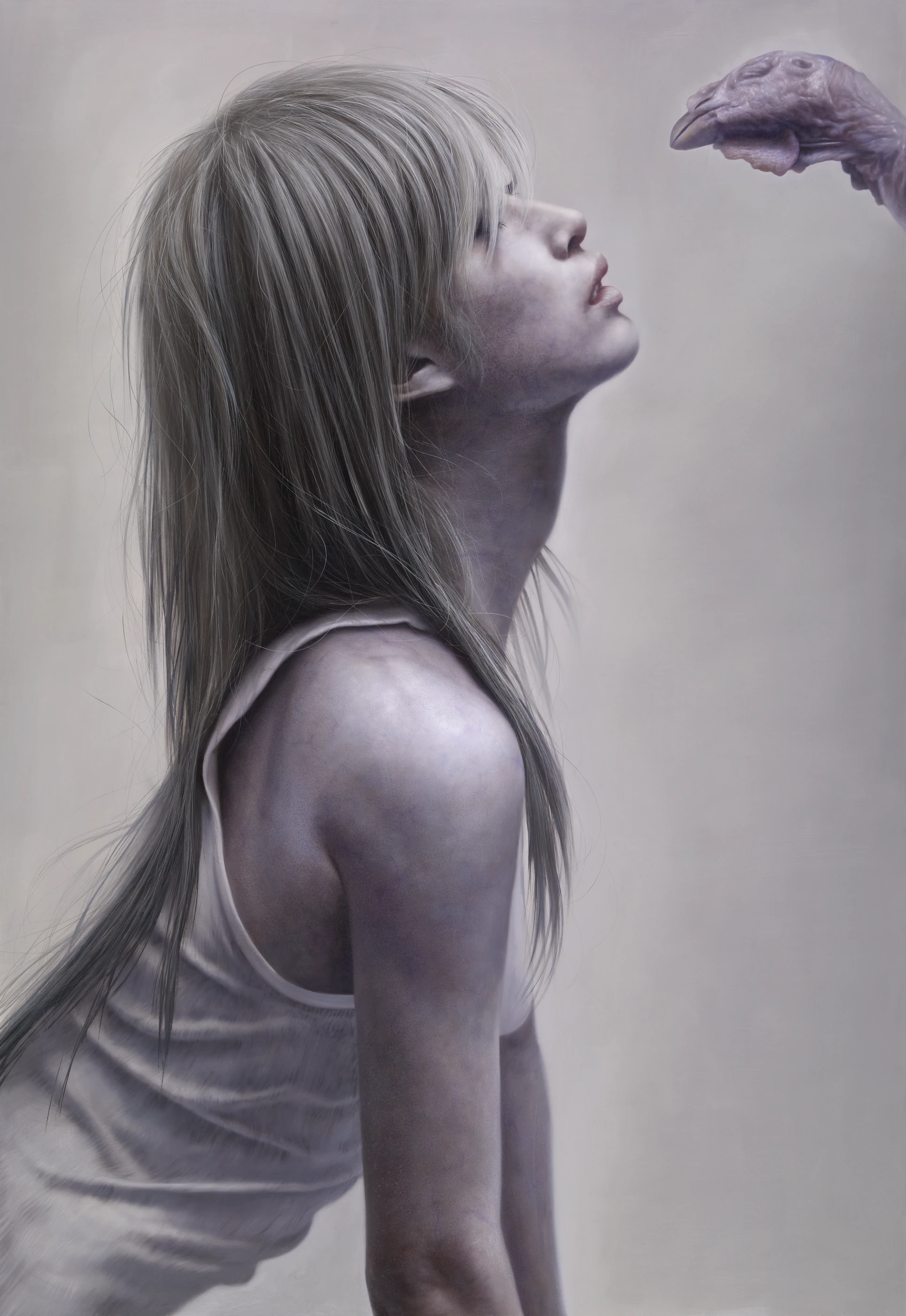ashen face12 Chicken 100F by Lo Chan Peng, Oil on canvas, 2011, 162 × 130 cm
