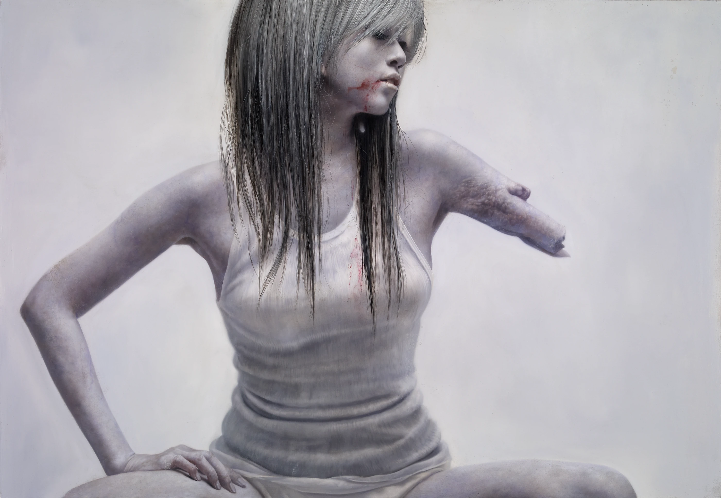 ashen face14 Wound 100F by Lo Chan Peng, Oil on canvas, 2011, 162 × 130 cm