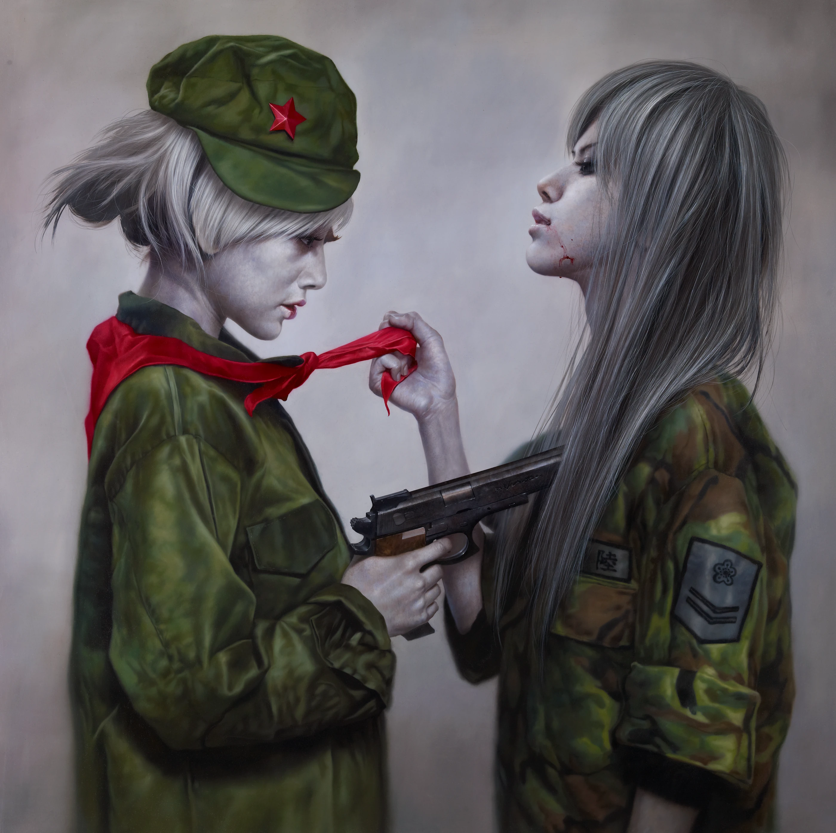 Ashen face 25 The Game by Lo Chan Peng, Oil on canvas, 2012, 145 × 145 cm