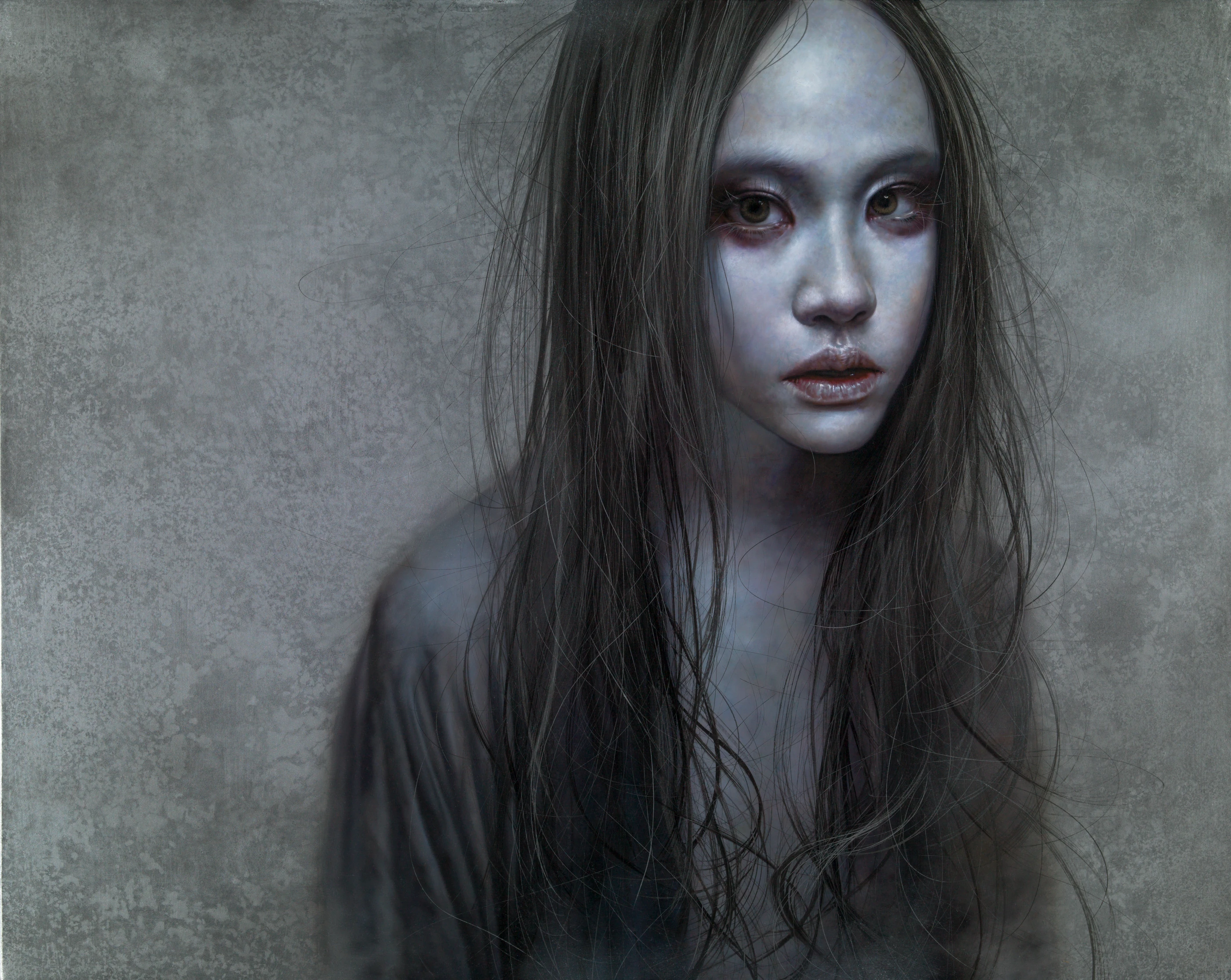 Ashen face Hide in the fog by Lo Chan Peng, Oil on canvas, 2013, 91 × 72.5 cm