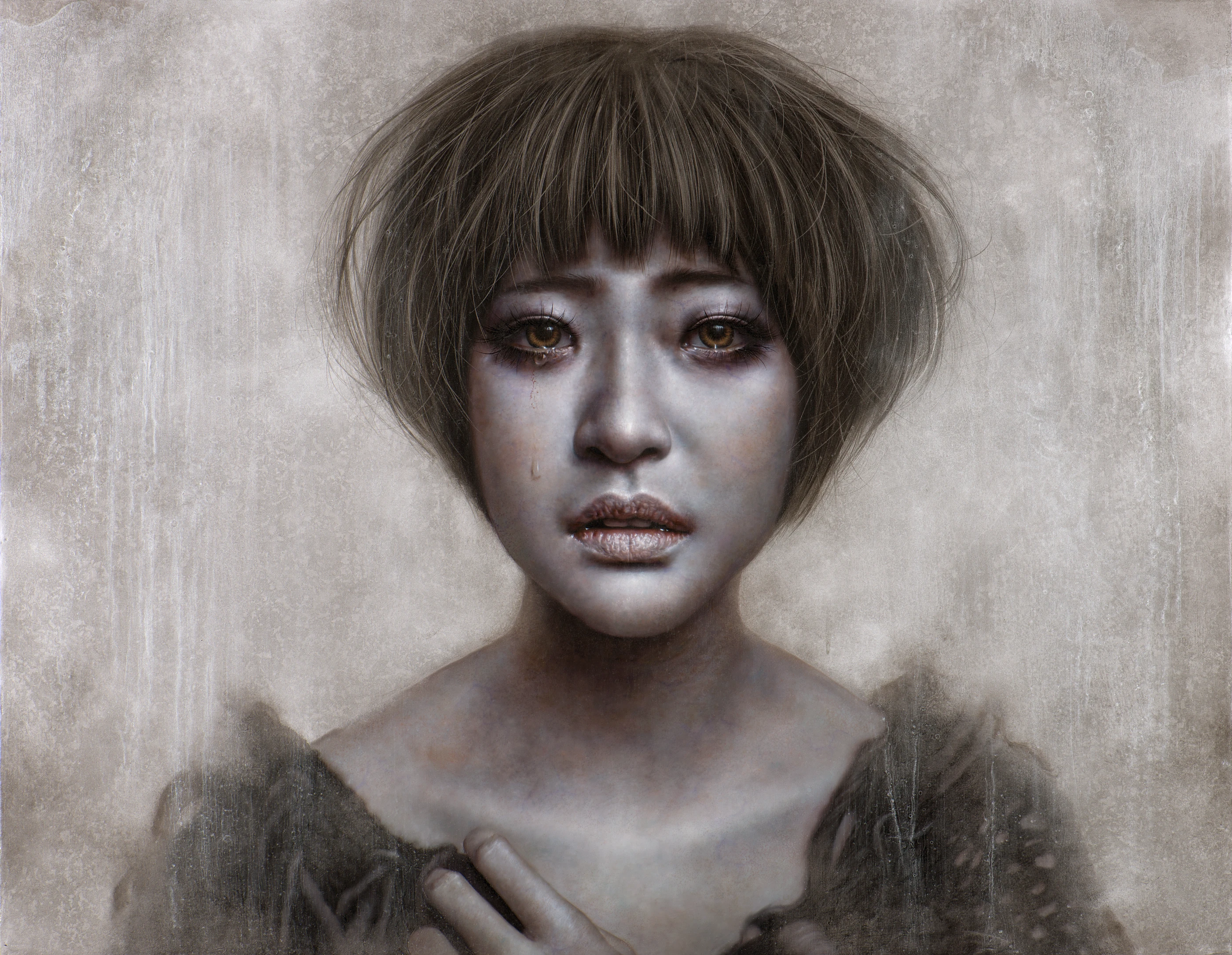 Ashen face The precise point of sorrow by Lo Chan Peng, Oil on canvas, 2013, 116 × 91 cm