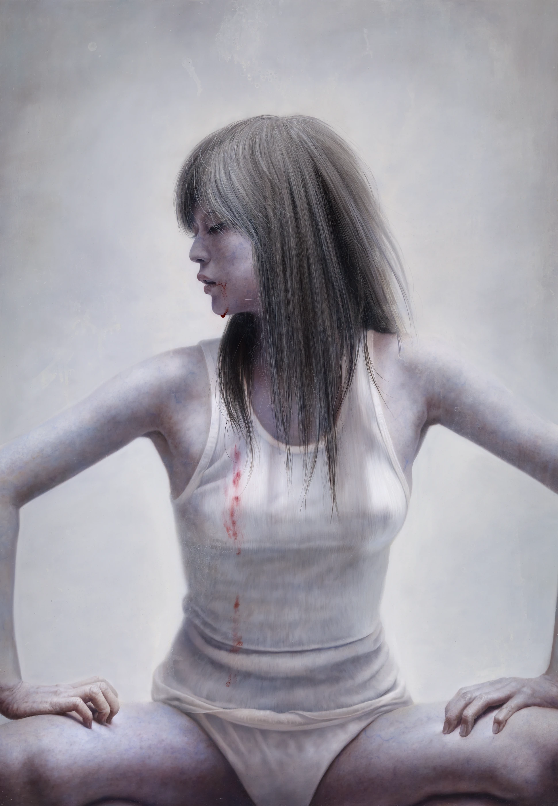 ashen face9 Overlord 100F by Lo Chan Peng, Oil on canvas, 2011, 162 × 130 cm