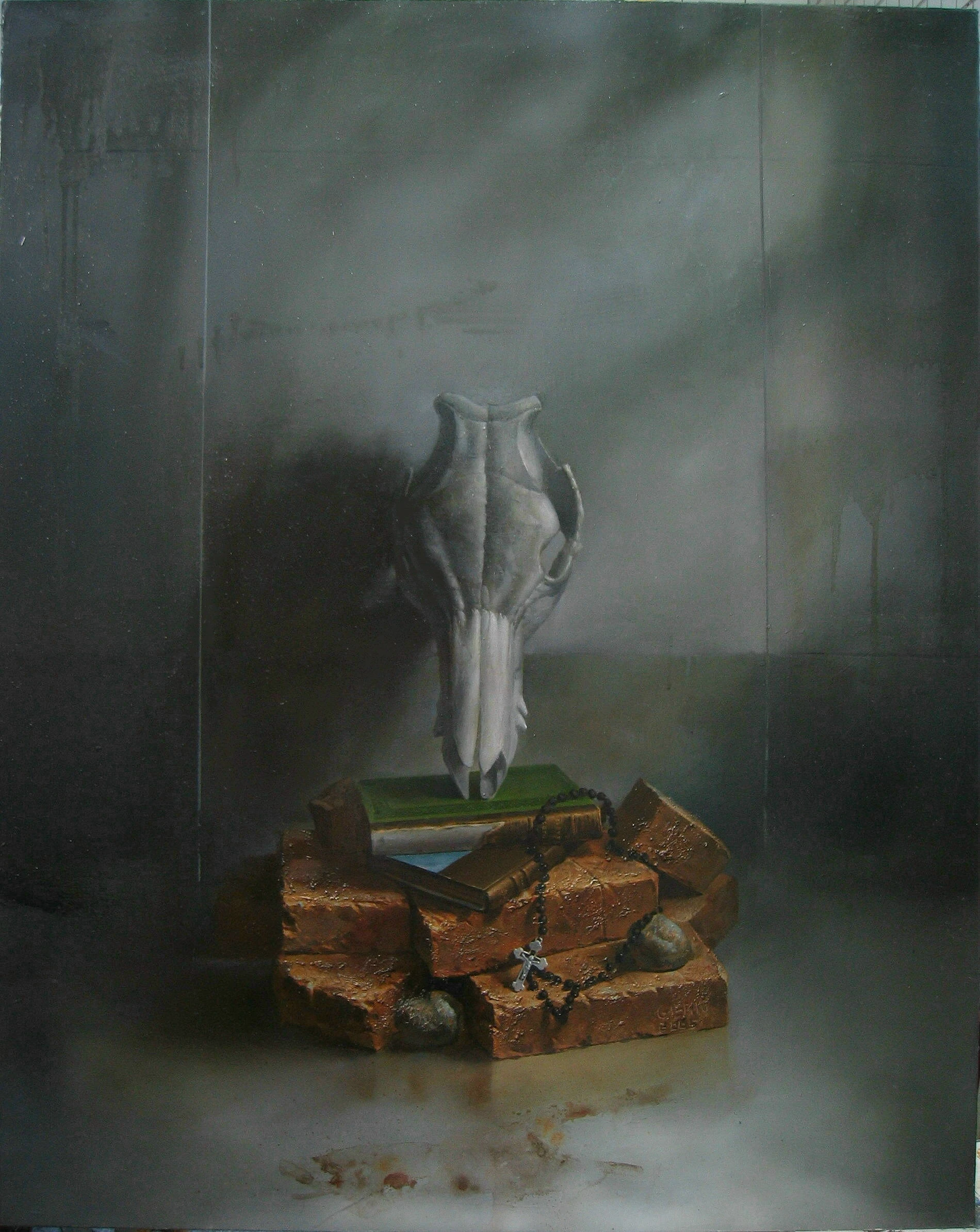 Bone 005 by Lo Chan Peng, Oil on canvas