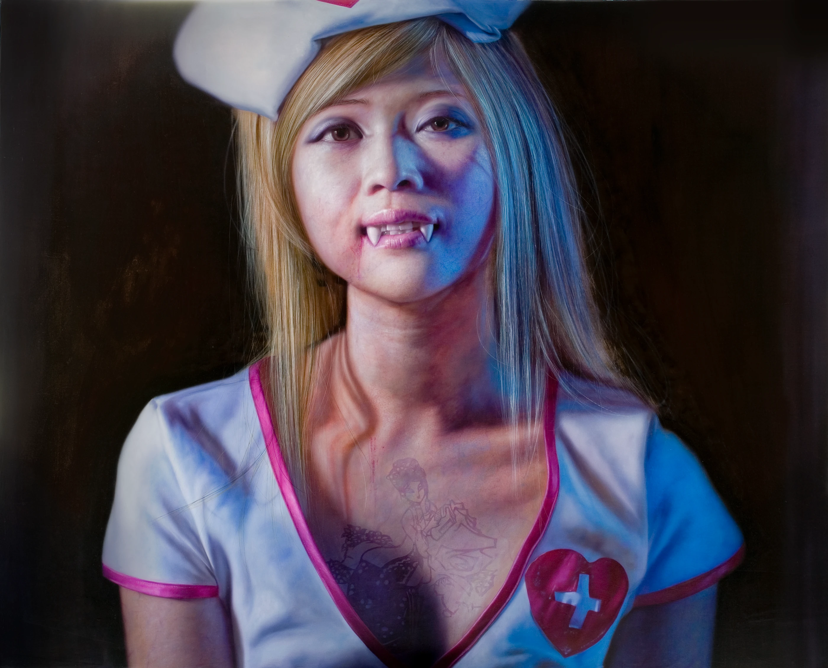 Strawberry Generation The Night Marching 3 Sexy Vampire by Lo Chan Peng, Oil on canvas, 2009, 162 × 130 cm