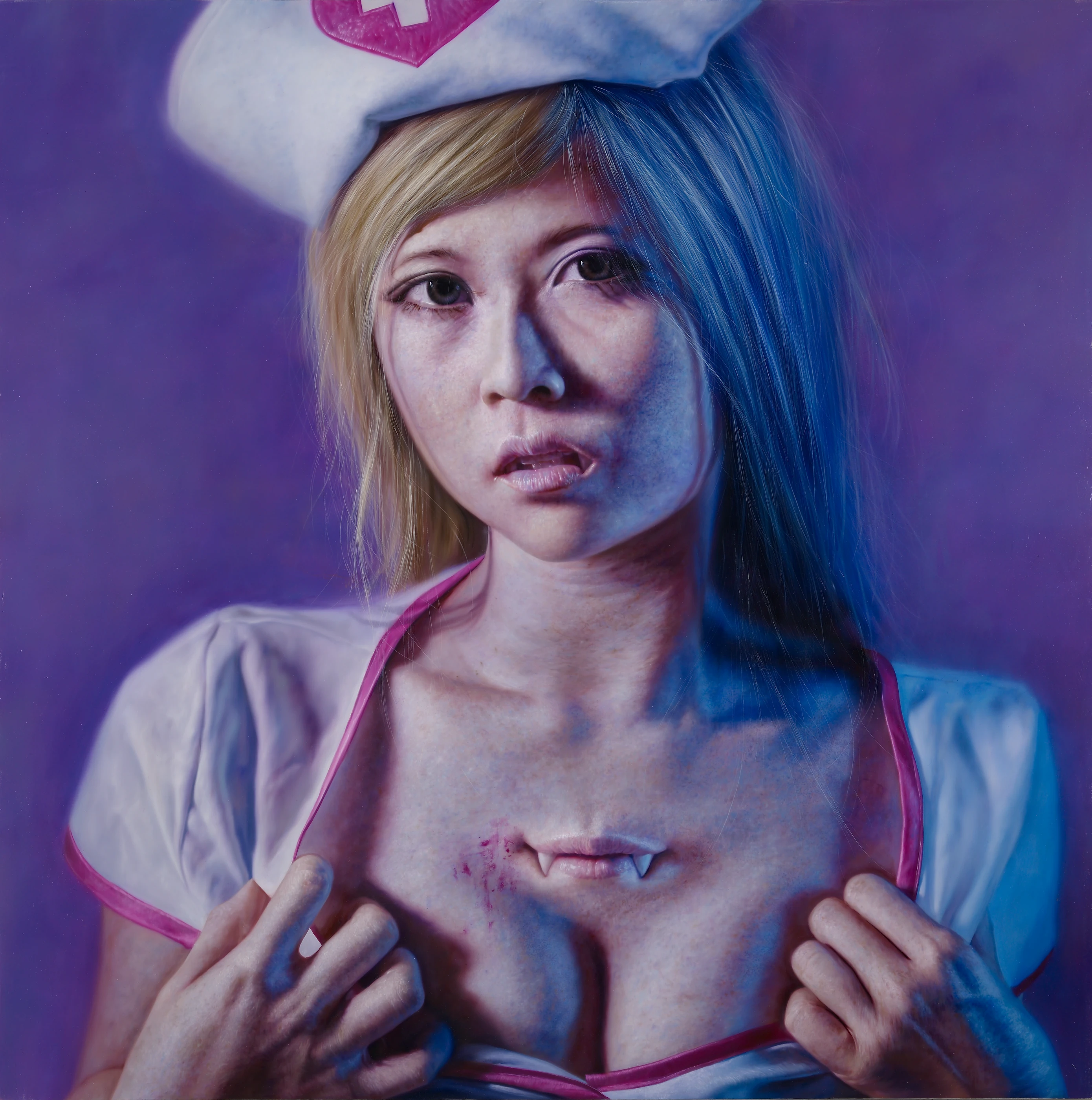 Strawberry Generation The Night Marching8 by Lo Chan Peng, Oil on canvas, 2009, 145 × 145 cm