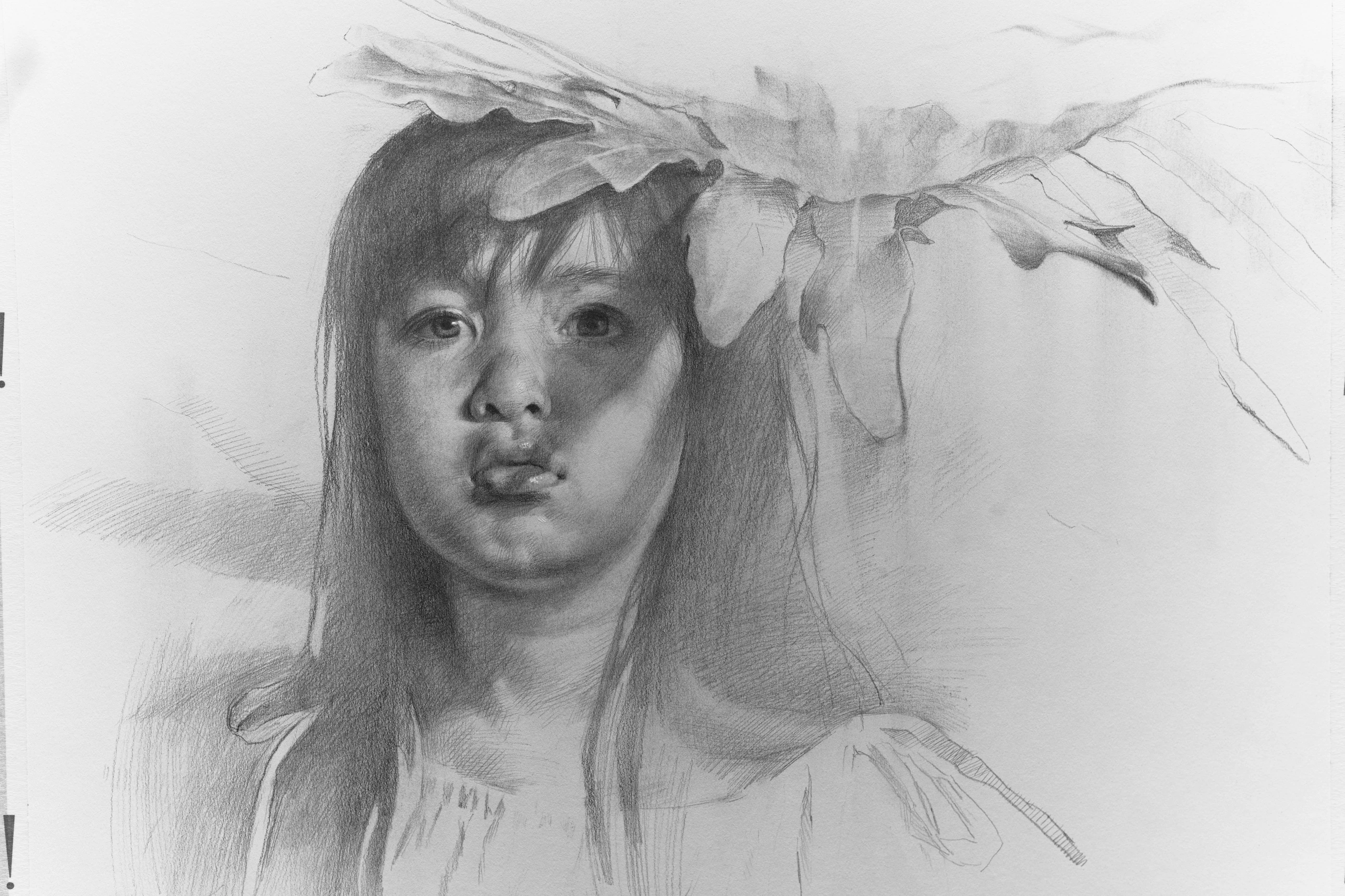羅展鵬《小妹》,鉛筆、紙本