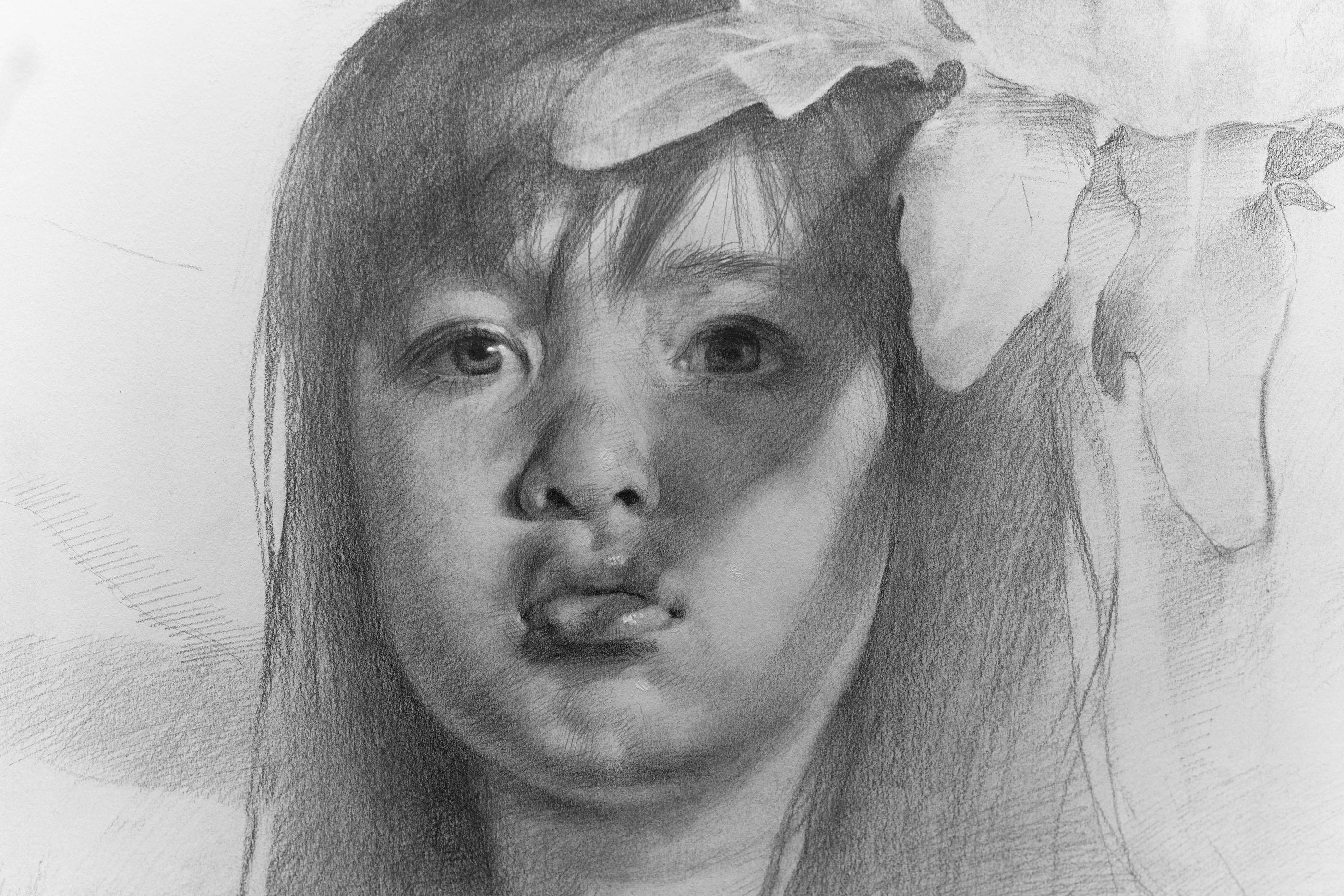羅展鵬《小妹》,鉛筆、紙本