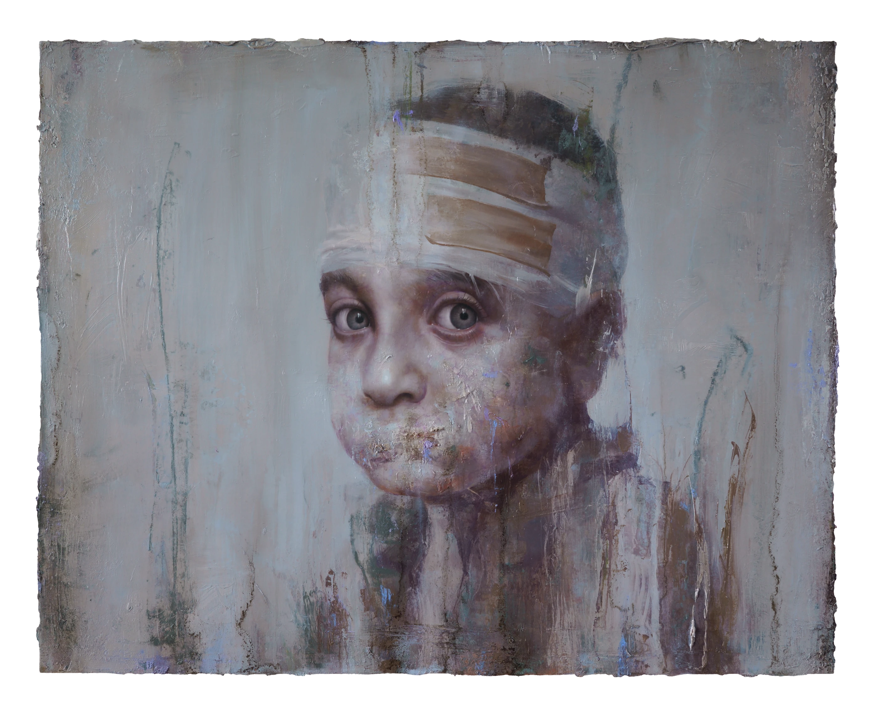 A Syrian Boy by Lo Chan Peng, Oil on canvas, 2019, 91 × 72.5 cm