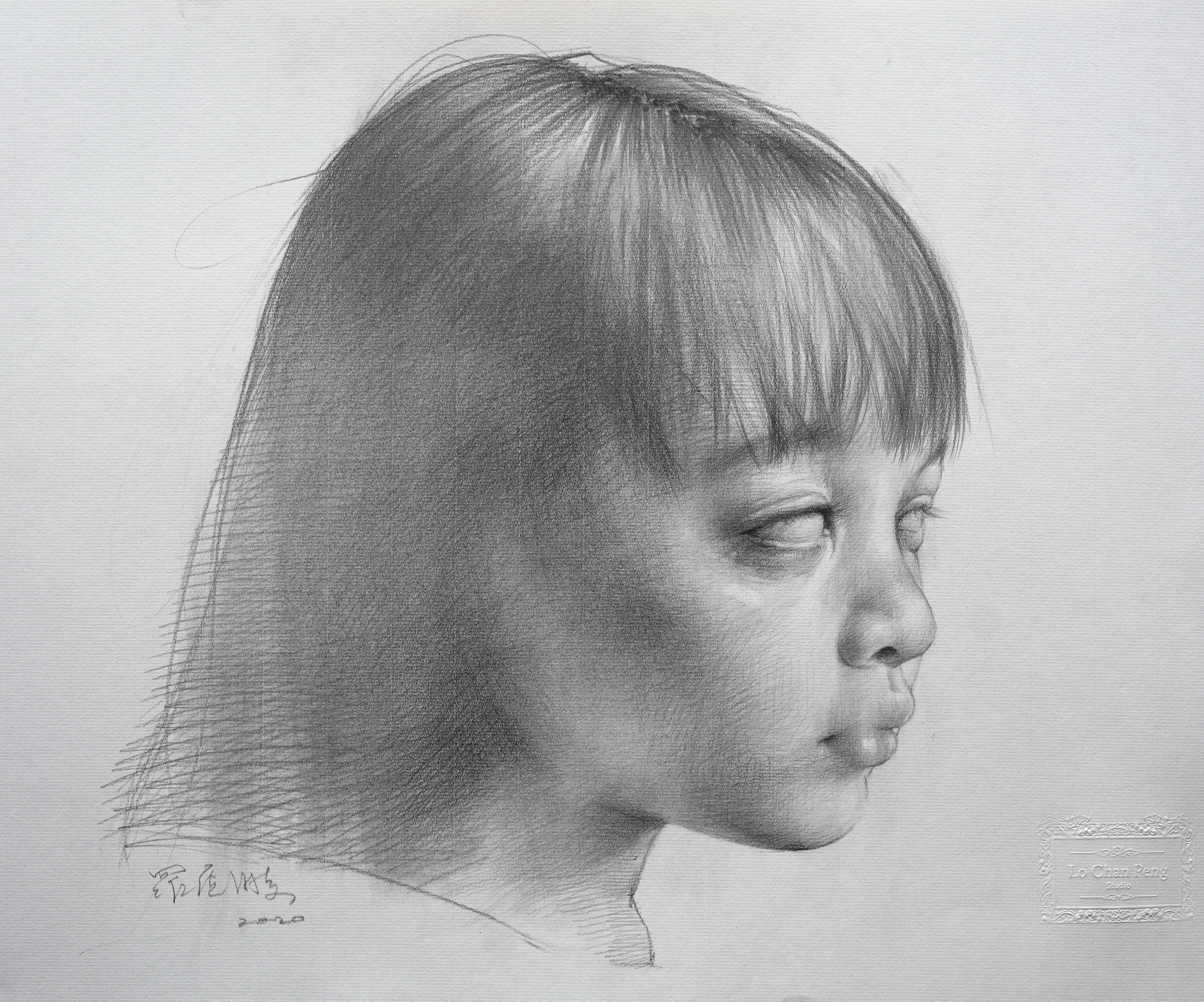羅展鵬《女孩》,鉛筆、紙本,2020,30 × 40 公分