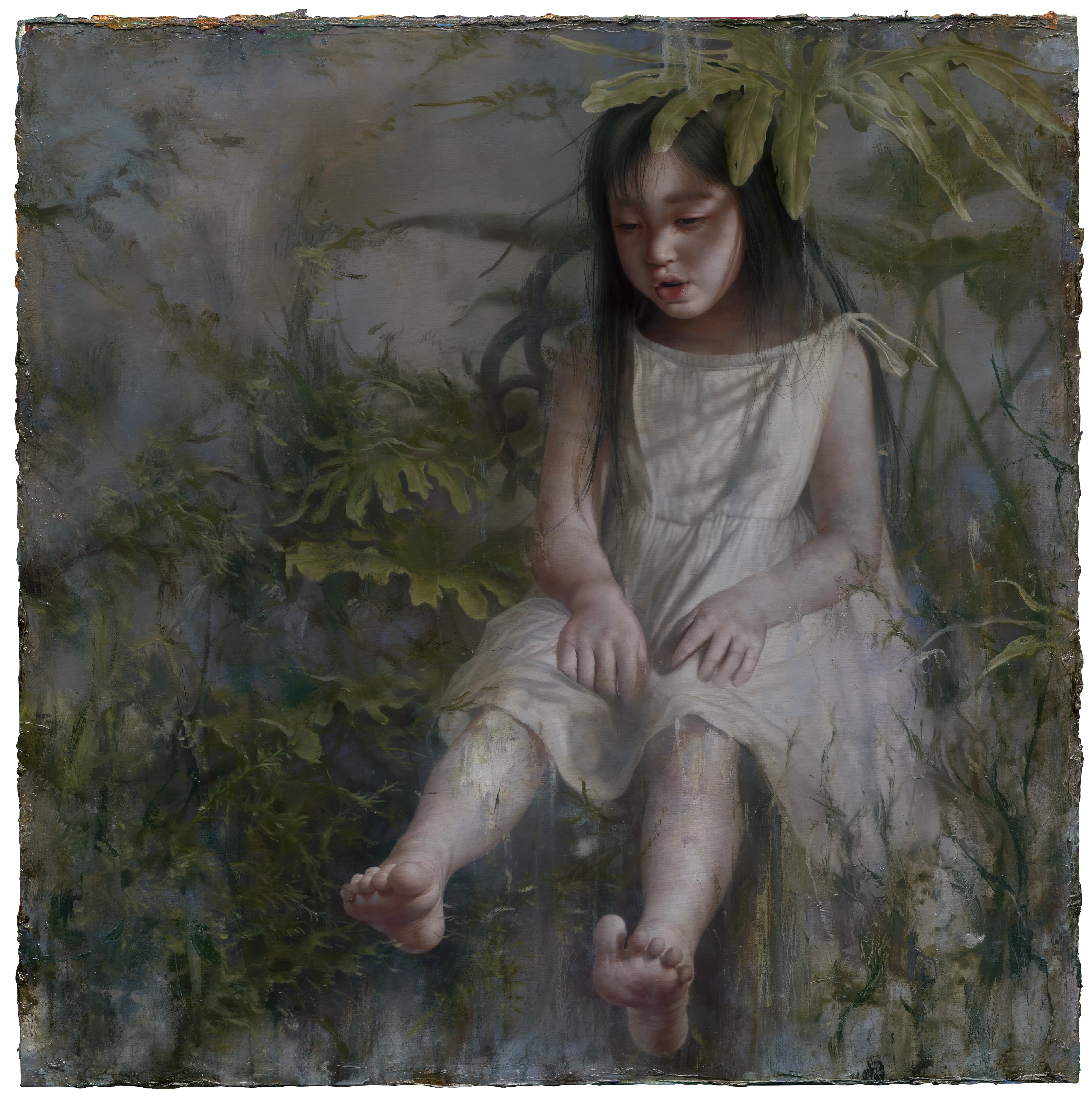 Never withered Child by Lo Chan Peng, Oil on canvas, 2020, 92.5 × 92.5 cm