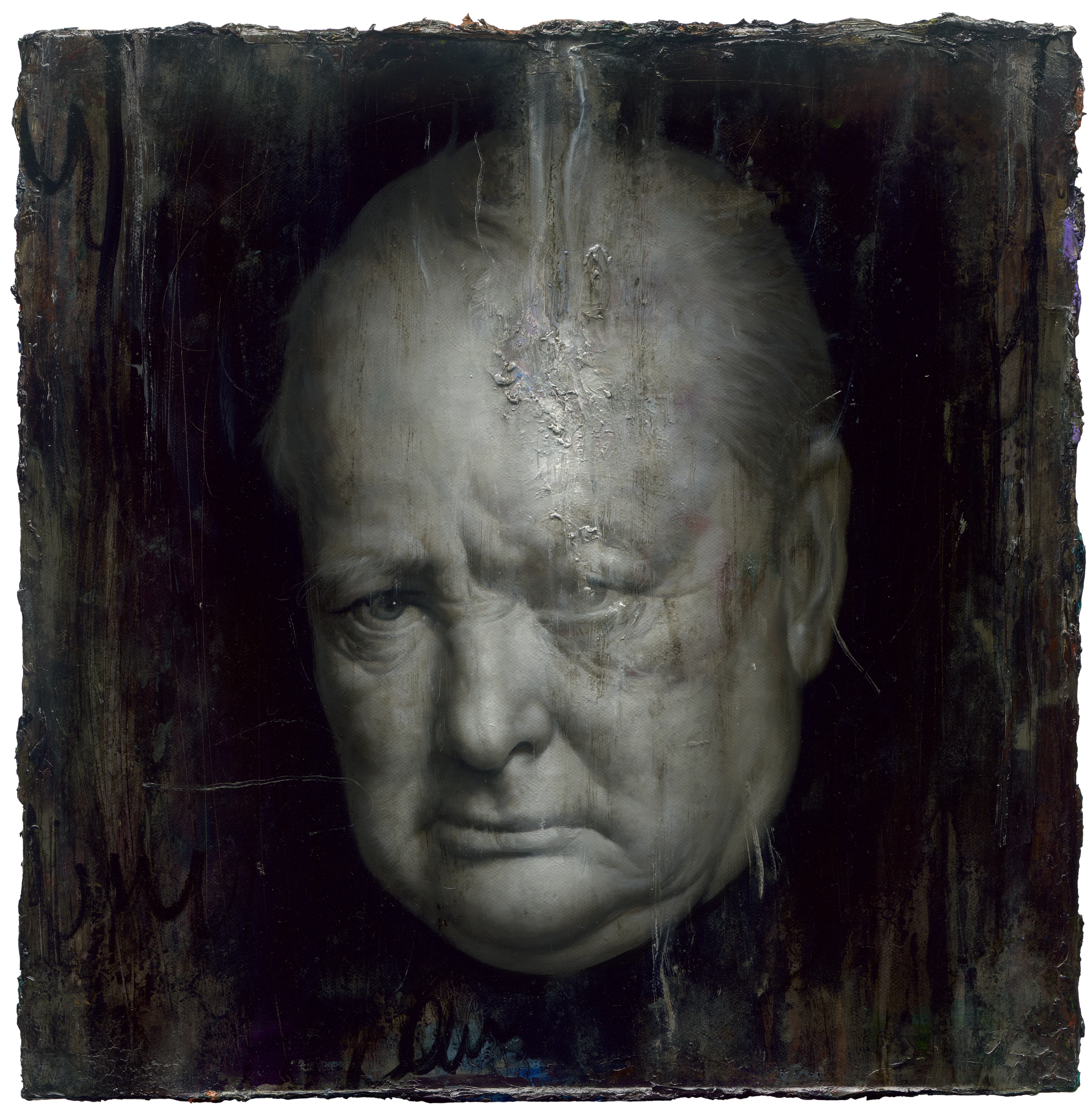 Sir Winston Leonard Spencer by Lo Chan Peng, Oil on canvas, 2020, 47 × 47 cm