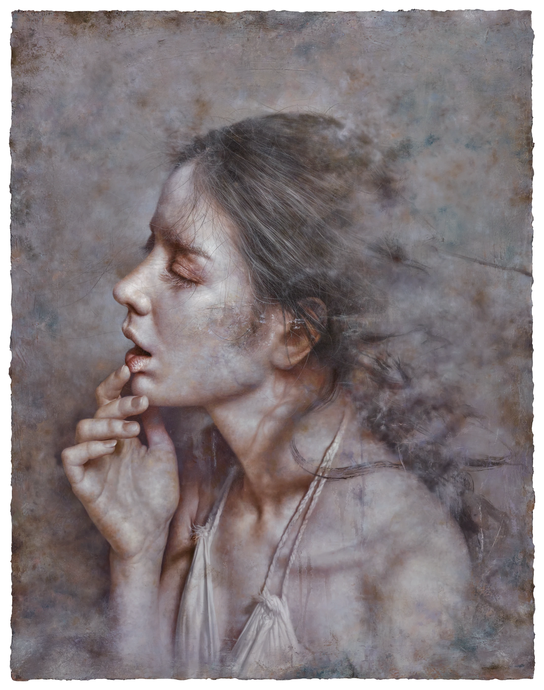 The wind blowing from the other side by Lo Chan Peng, Oil on canvas, 2019, 91 × 116 cm