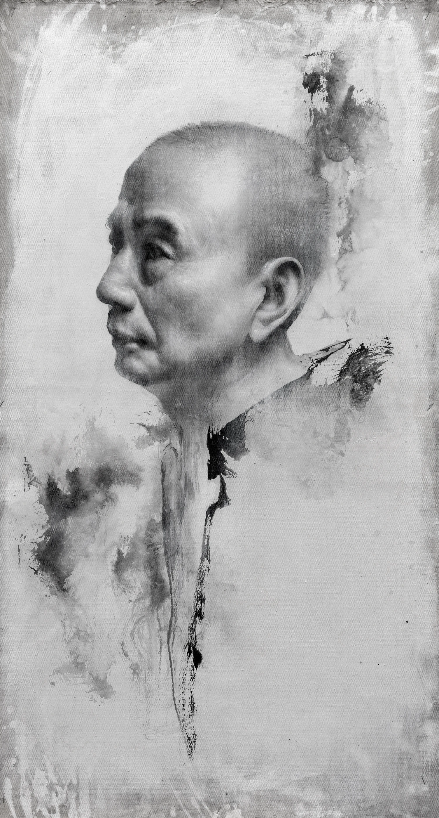 portrait of Mr.Shih by Lo Chan Peng, Ink on canvas, 2018, 111 × 60 cm