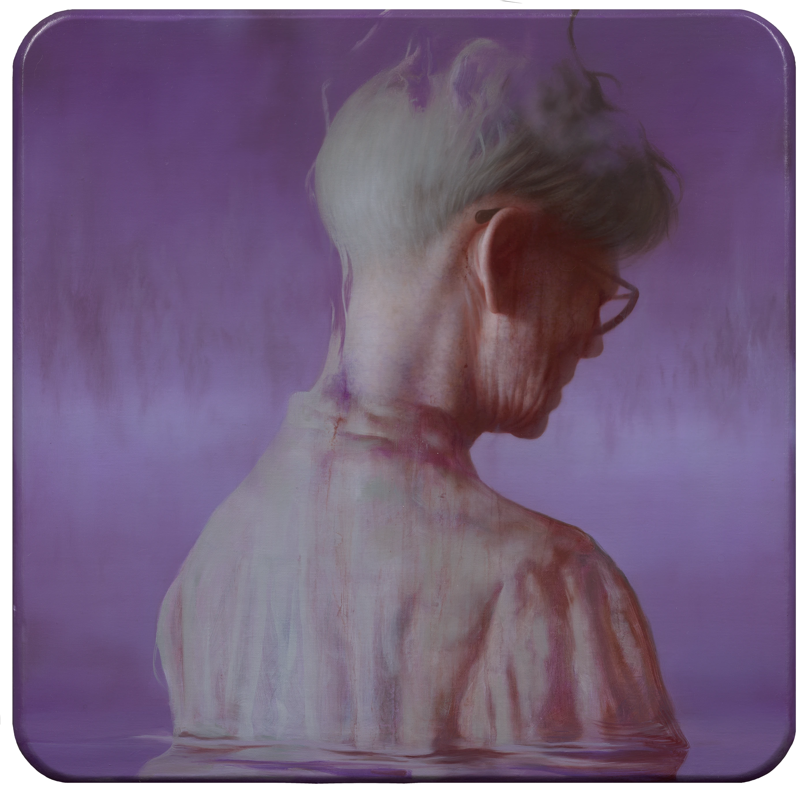 Purple Sakamoto Ryuichi by Lo Chan Peng, Oil on canvas, 2022, 60 × 60 cm