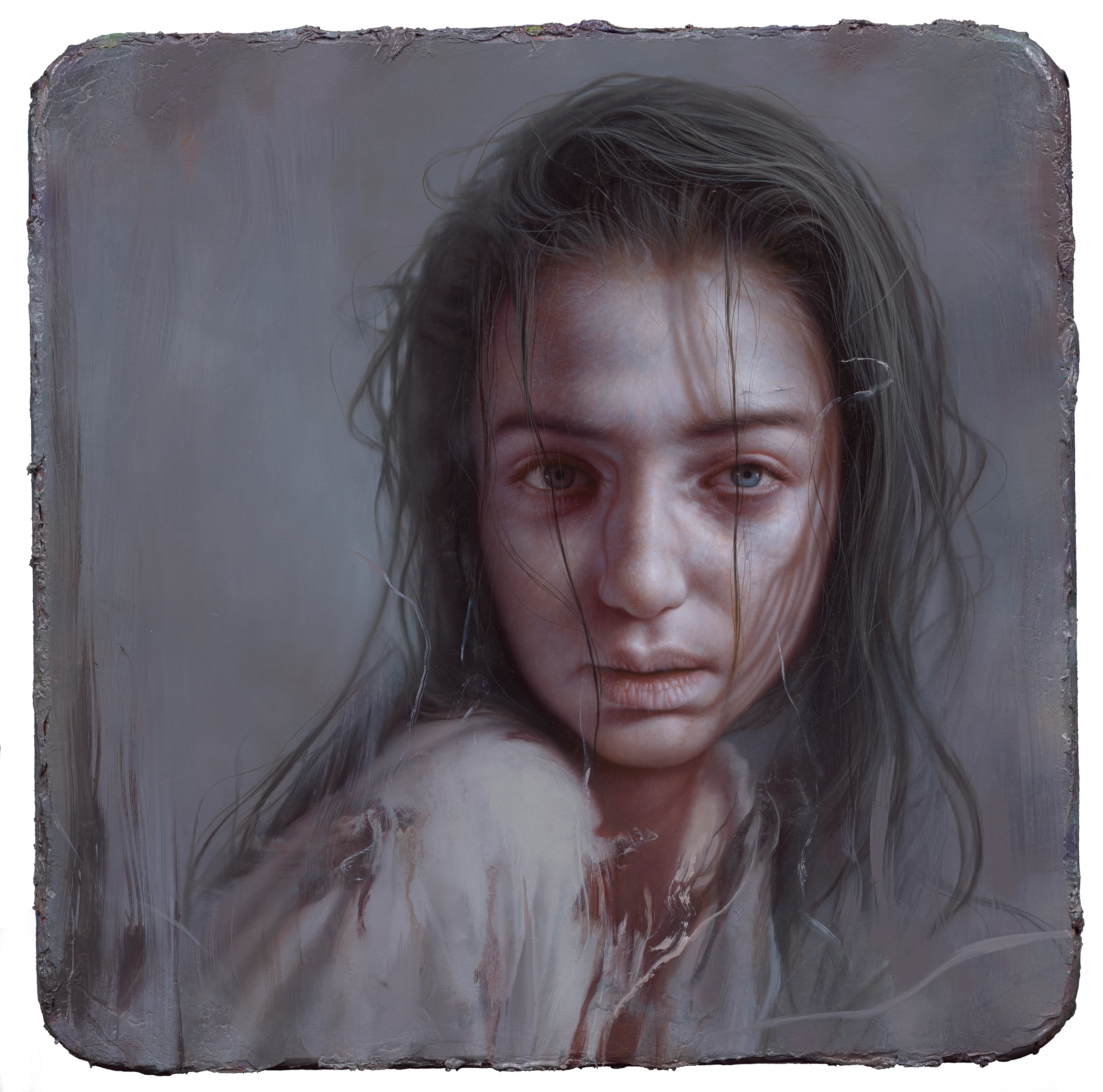 gaze by Lo Chan Peng, Oil on canvas, 2022, 60 × 60 cm