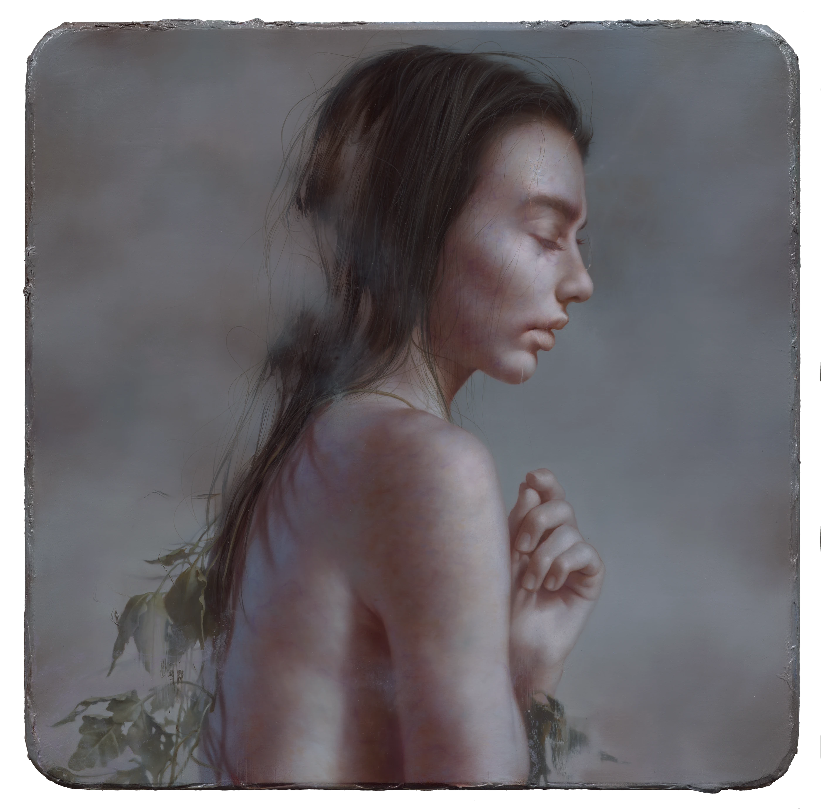 the meditation by Lo Chan Peng, Oil on canvas, 2022, 70 × 70 cm
