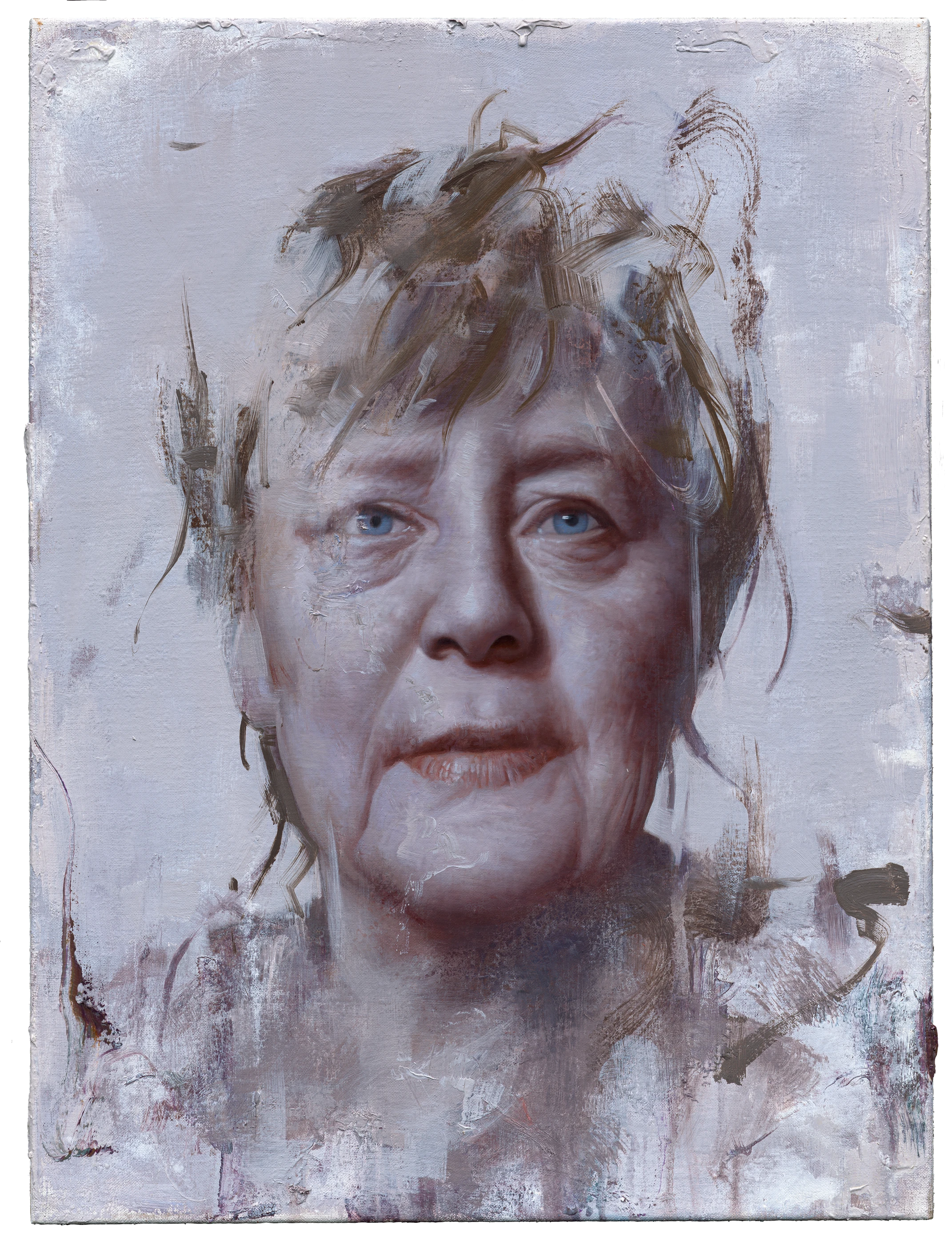 羅展鵬《白色的梅克爾》,油彩、畫布,2022,45 × 60 公分