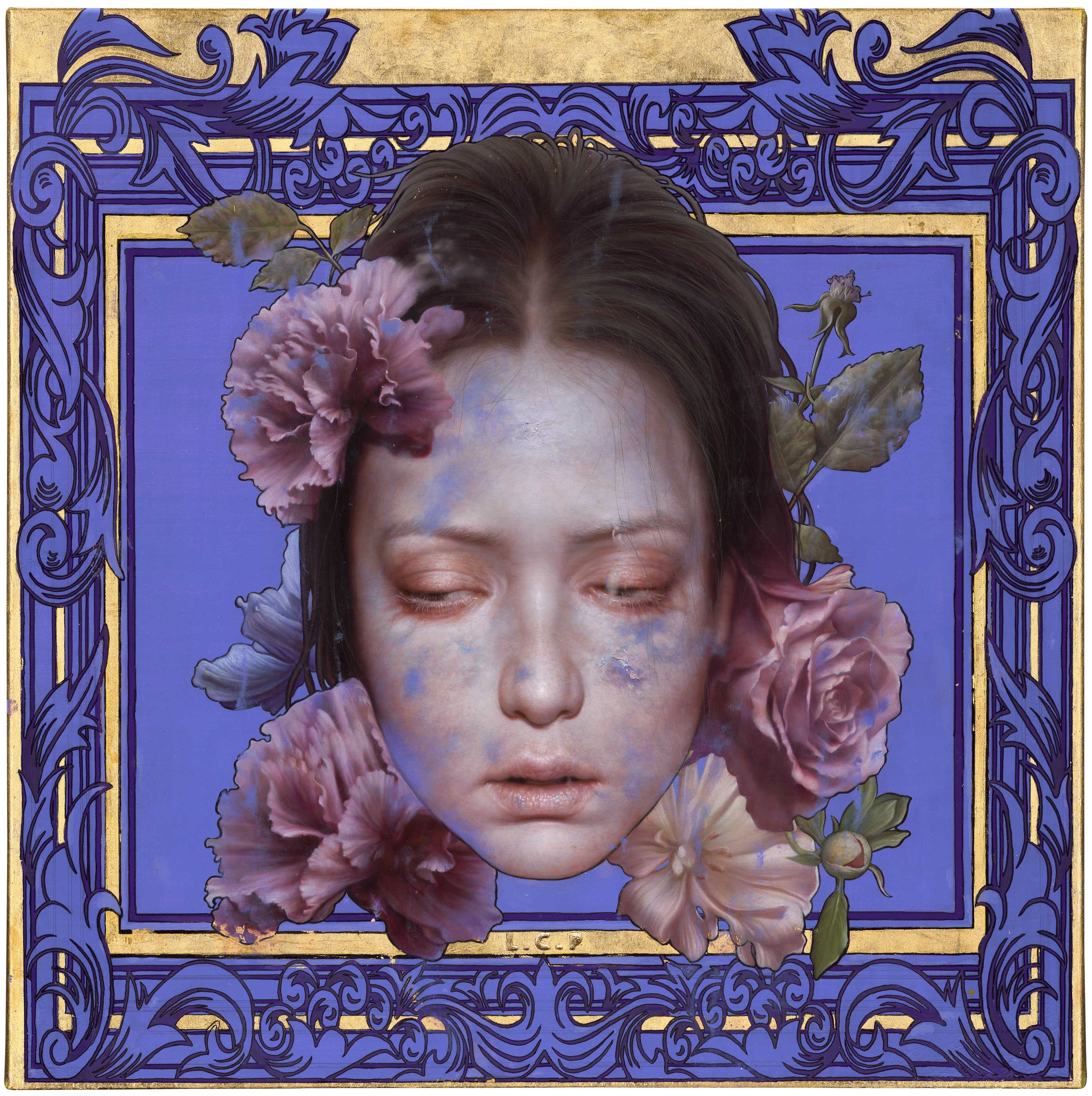 Italian Rhapsody by Lo Chan Peng, Oil on canvas with gold leaf, 2023, 70 × 70 cm
