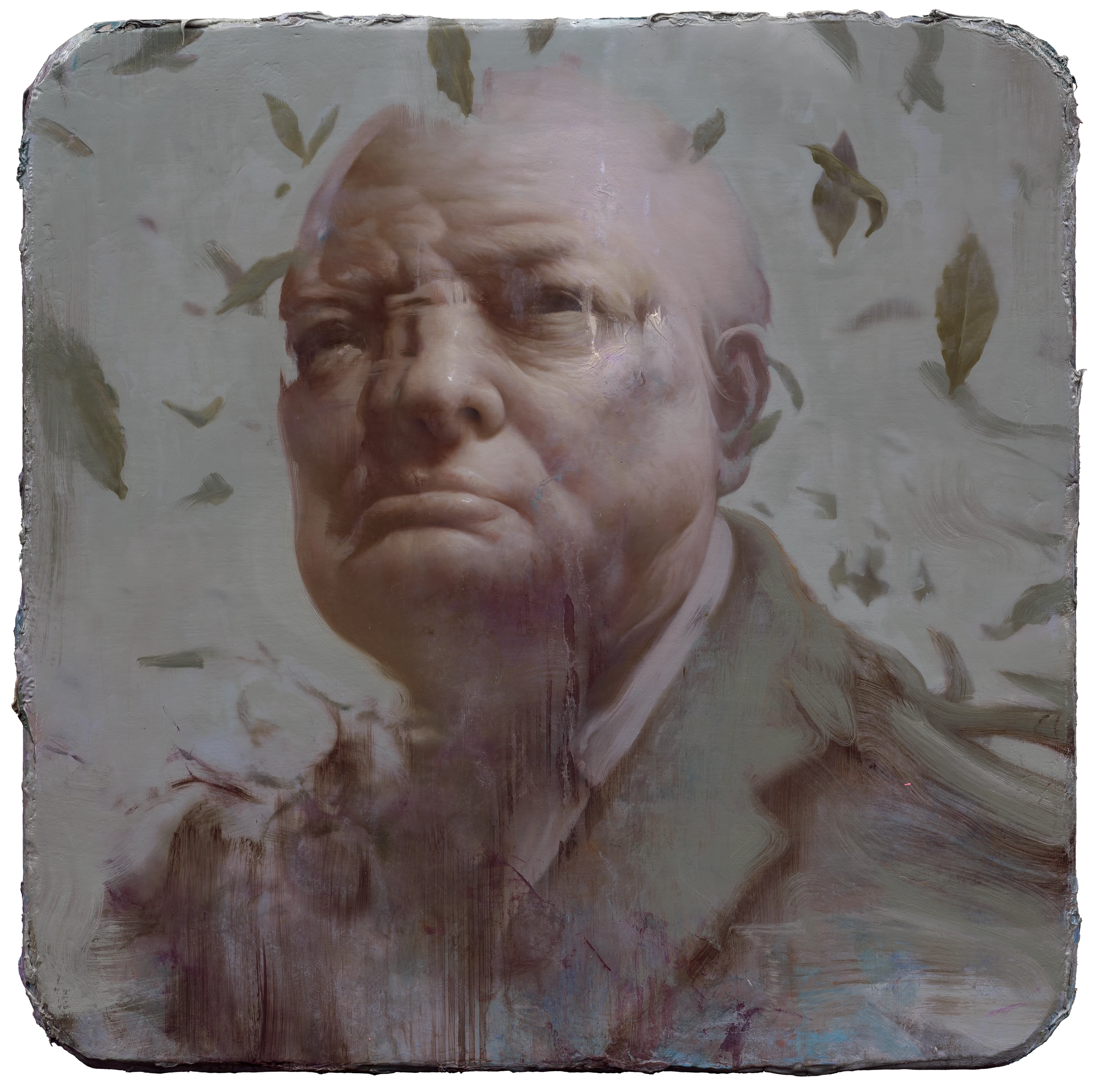 Mutated Churchill by Lo Chan Peng, Oil on canvas, 2024, 50 × 50 cm