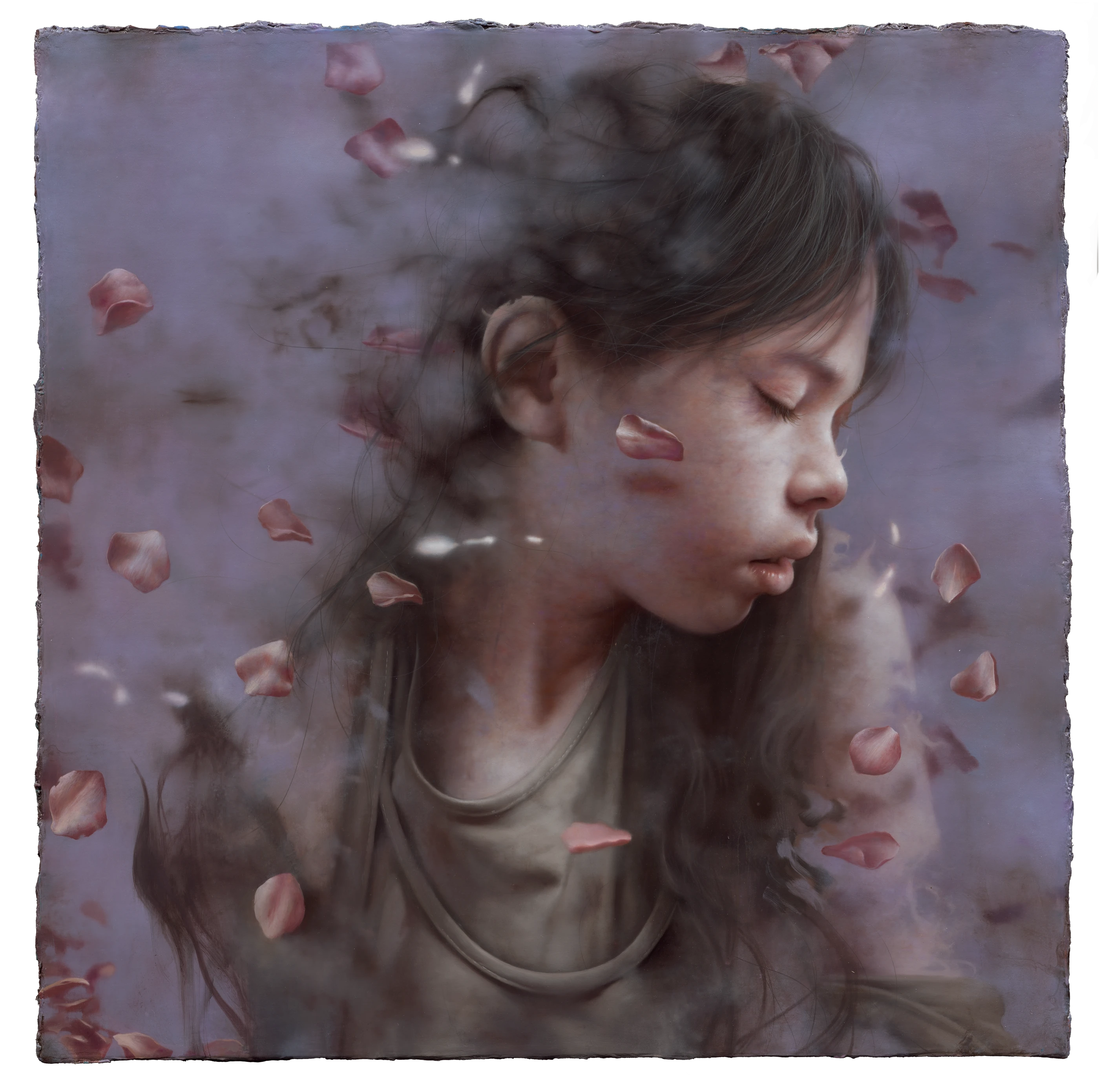The Silent One Beneath the Tree by Lo Chan Peng, Oil on canvas, 2024, 70 × 70 cm